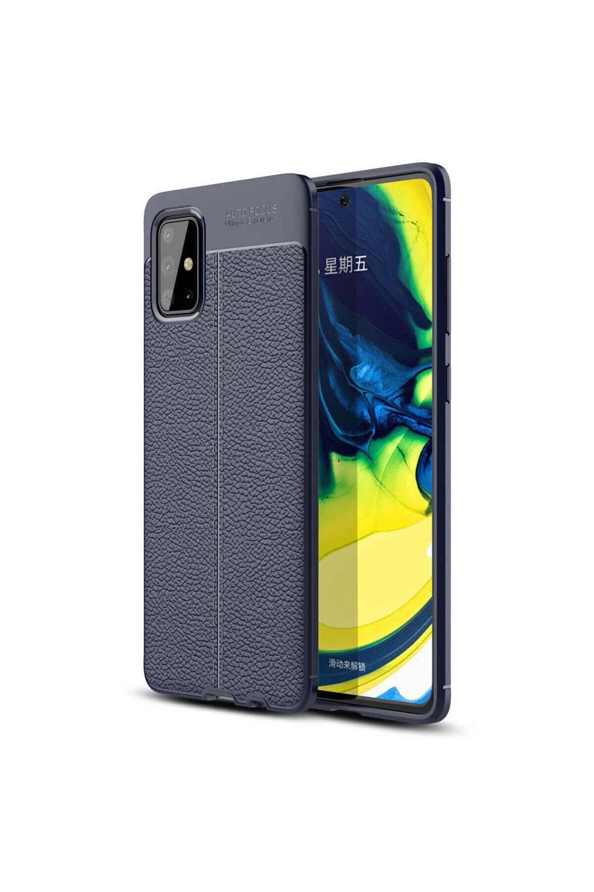 Samsung Galaxy A71 İçin Uyumlu Deri Tasarımlı Elde Kaymaz Korumalı Silikon Kılıf
