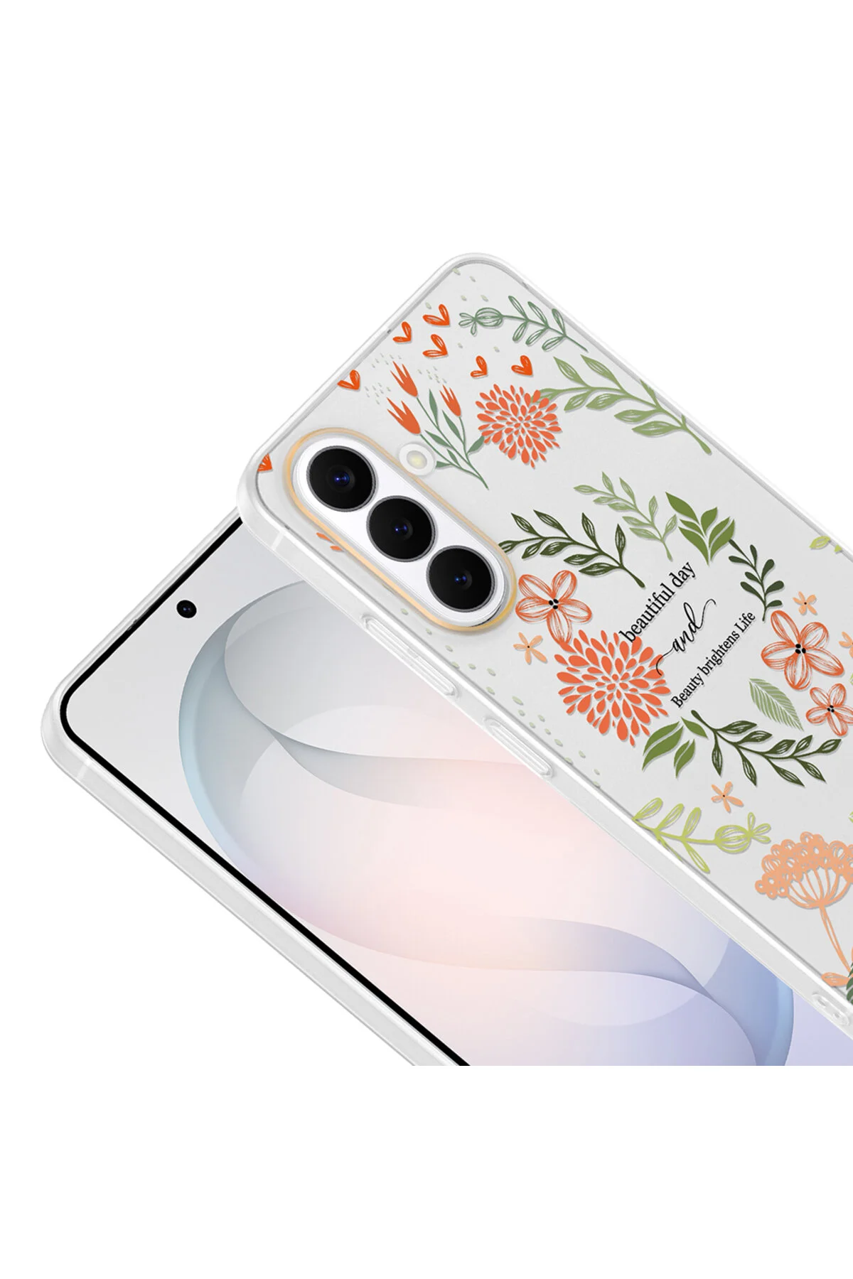 Samsung Galaxy S26 Uyumlu Desenli Şeffaf Kılıf Kamera Korumalı İnce Kapak