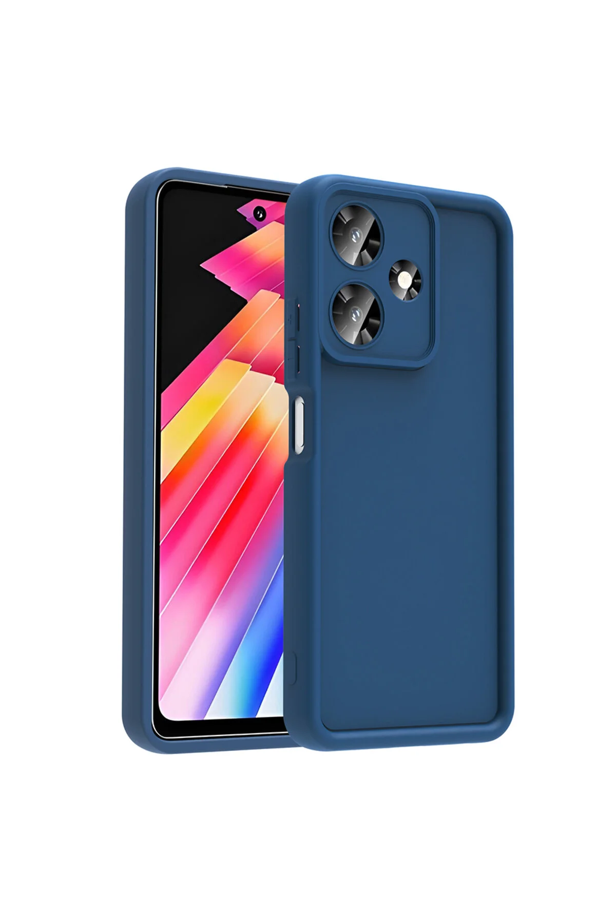 İnfinix Hot 30İ Kılıf Kamera Korumalı Kenar Çıkıntılı Soft Renkli Silikon Kapak - Mavi