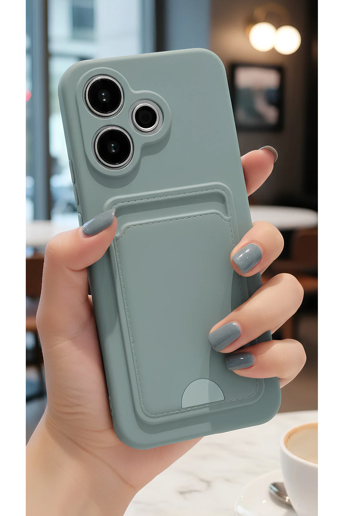 Xiaomi Redmi 13 4G Kılıf Kart ve Resim Bölmeli Soft Renkli Silikon Kapak
