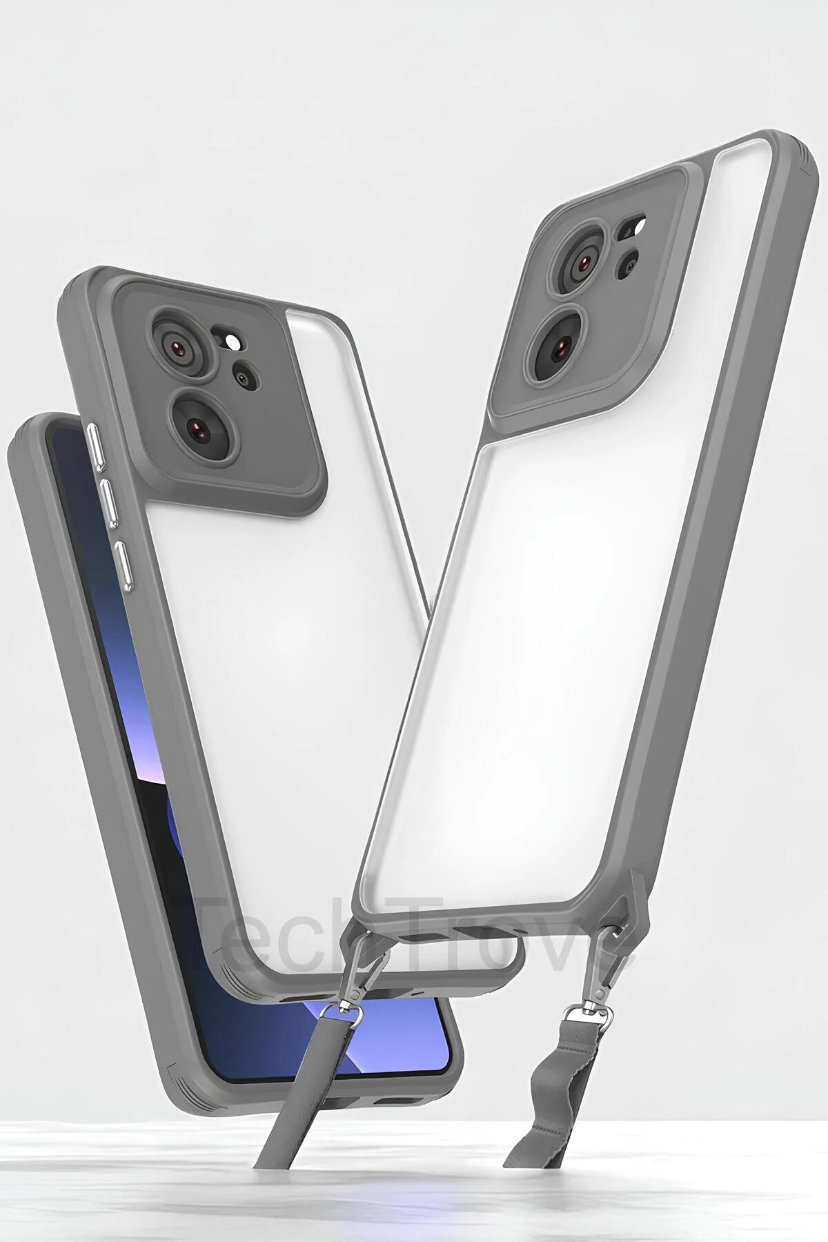 Xiaomi Mi 13T Kılıf Kamera Korumalı Şeffaf Arka Yüzeyli Askı Aparatlı Kapak