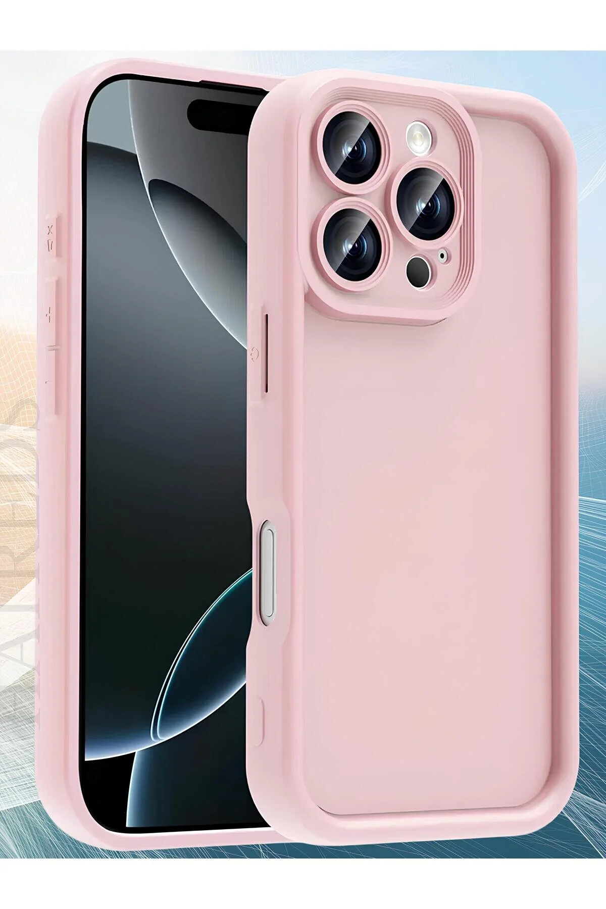Apple iPhone 16 Pro Max Kılıf Kamera Korumalı Kenar Çıkıntılı Soft Renkli Silikon Kapak - Pembe