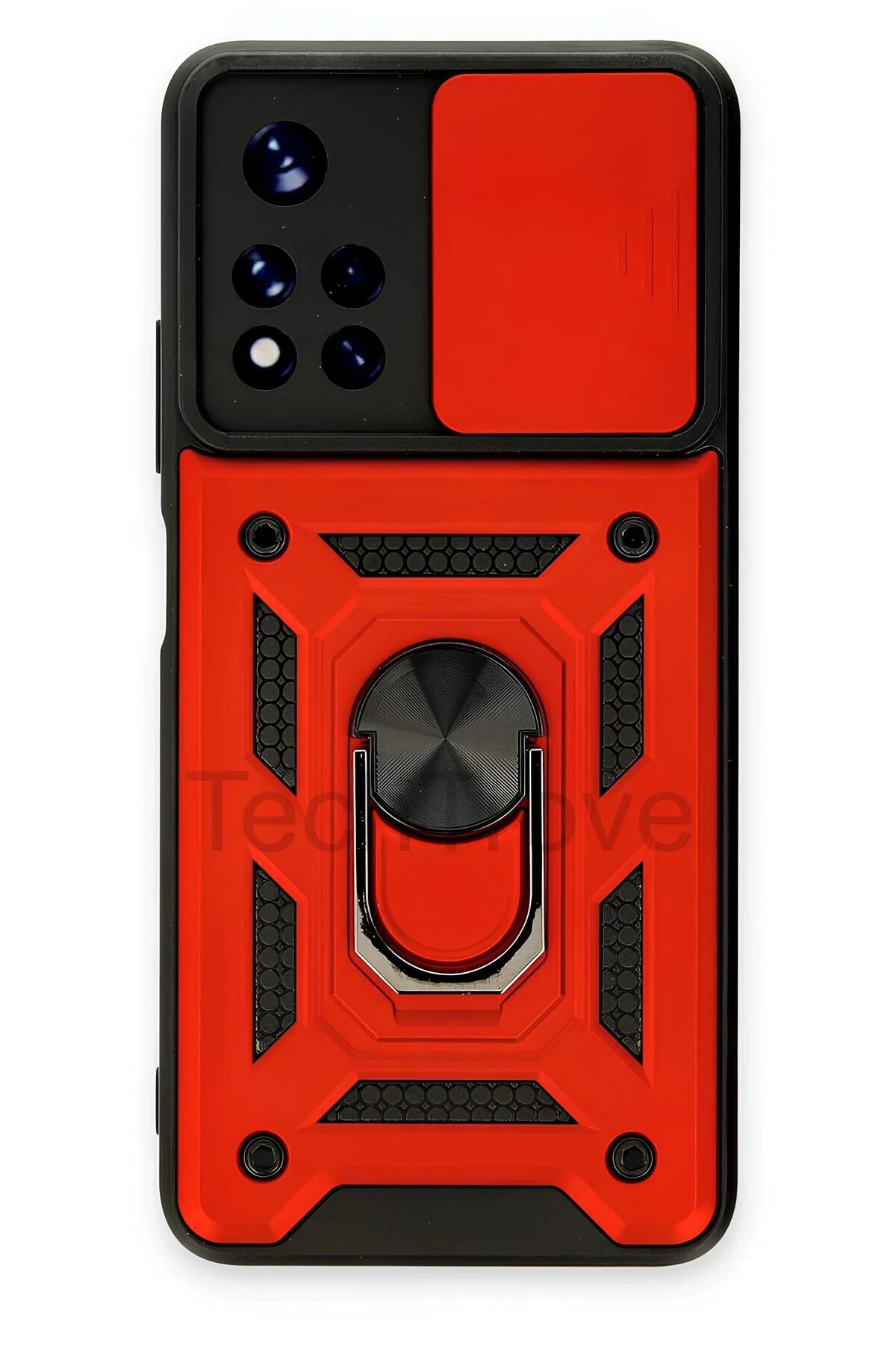Poco M4 Pro 5G Kılıf Sürgülü Kamera Korumalı Yüzüklü Stand Olabilen Magnetic Tpu Tank Kapak