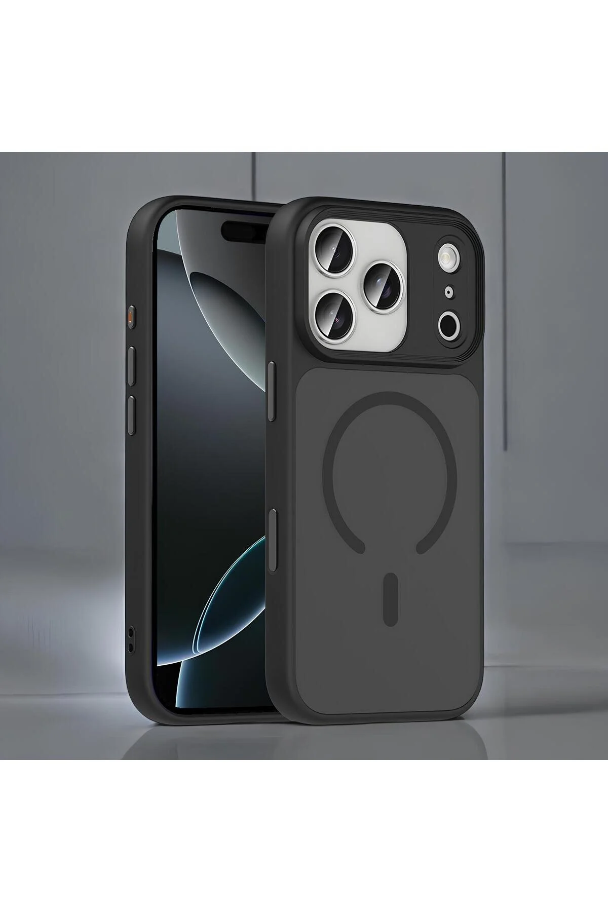 Apple iPhone 17 Pro Kılıf Mat Arka Yüzey Wireless Şarj Özellikli Buzlu Tasarımlı Kapak