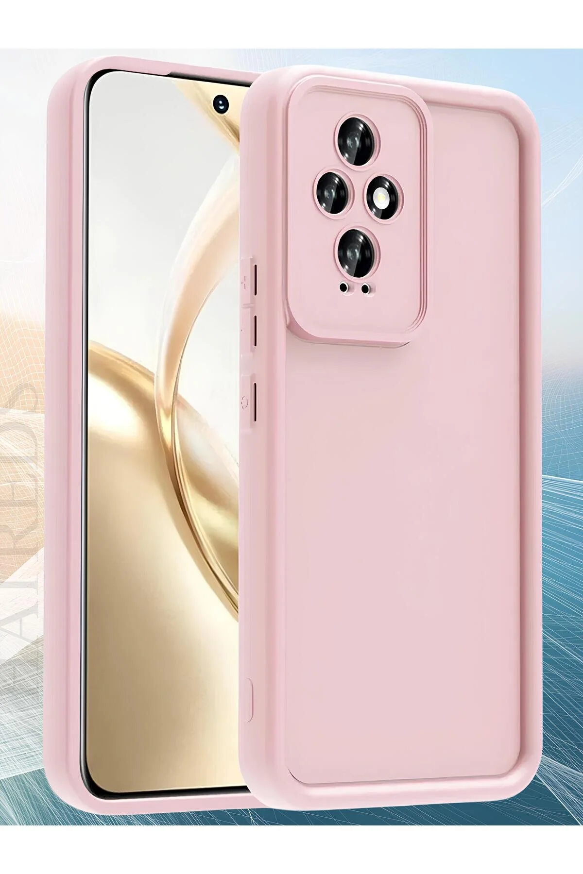 Honor 200 Kılıf Kamera Korumalı Kenar Çıkıntılı Soft Renkli Silikon Kapak - Pembe