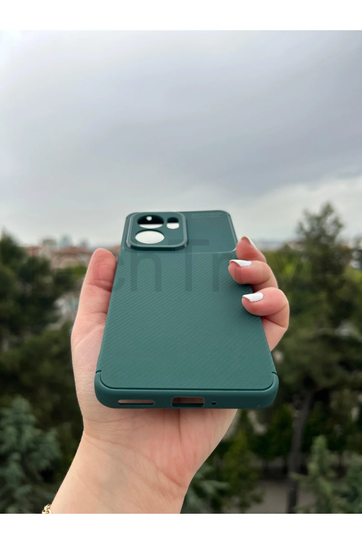 Oppo Reno 13F Kılıf Karbon Tasarımlı İnce Yapılı Kamera Koruma Çıkıntılı Kapak