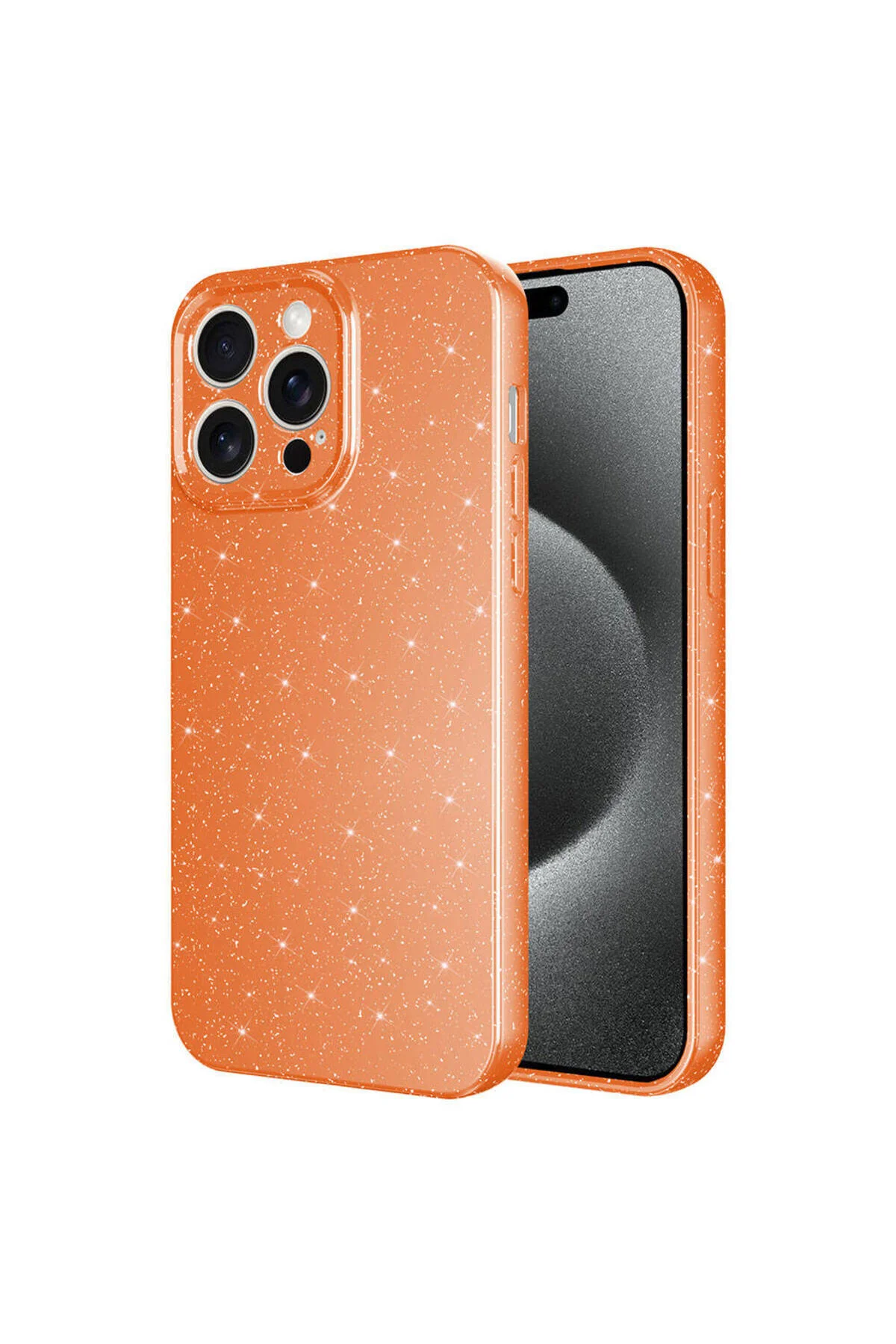 Apple iPhone 15 Pro Uyumlu Simli Tasarımlı Kamera Korumalı Renkli Kılıf
