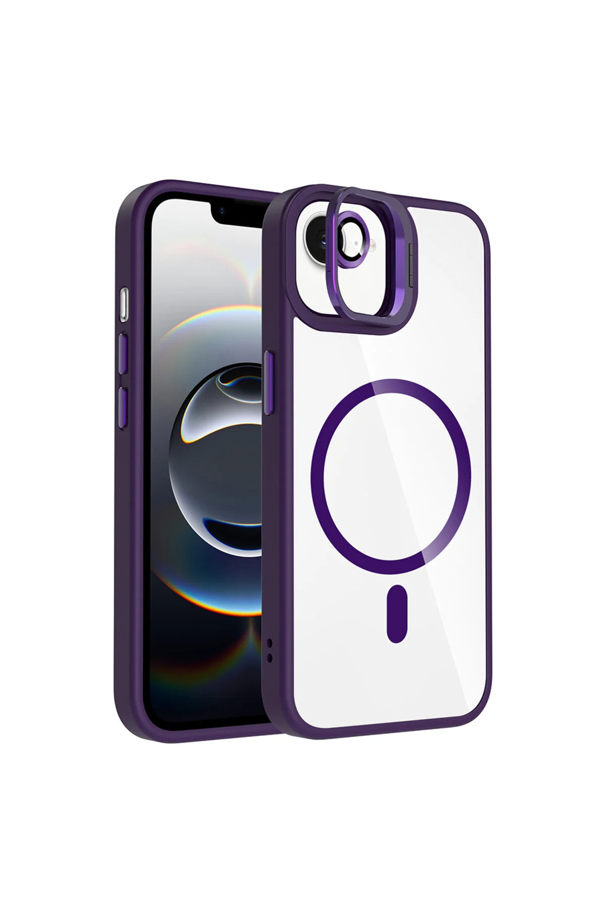iPhone 17E İçin Uyumlu Standlı ve Kamera Lens Hediyeli Wireless Şarj Özellikli Ultra Lüks Kılıf