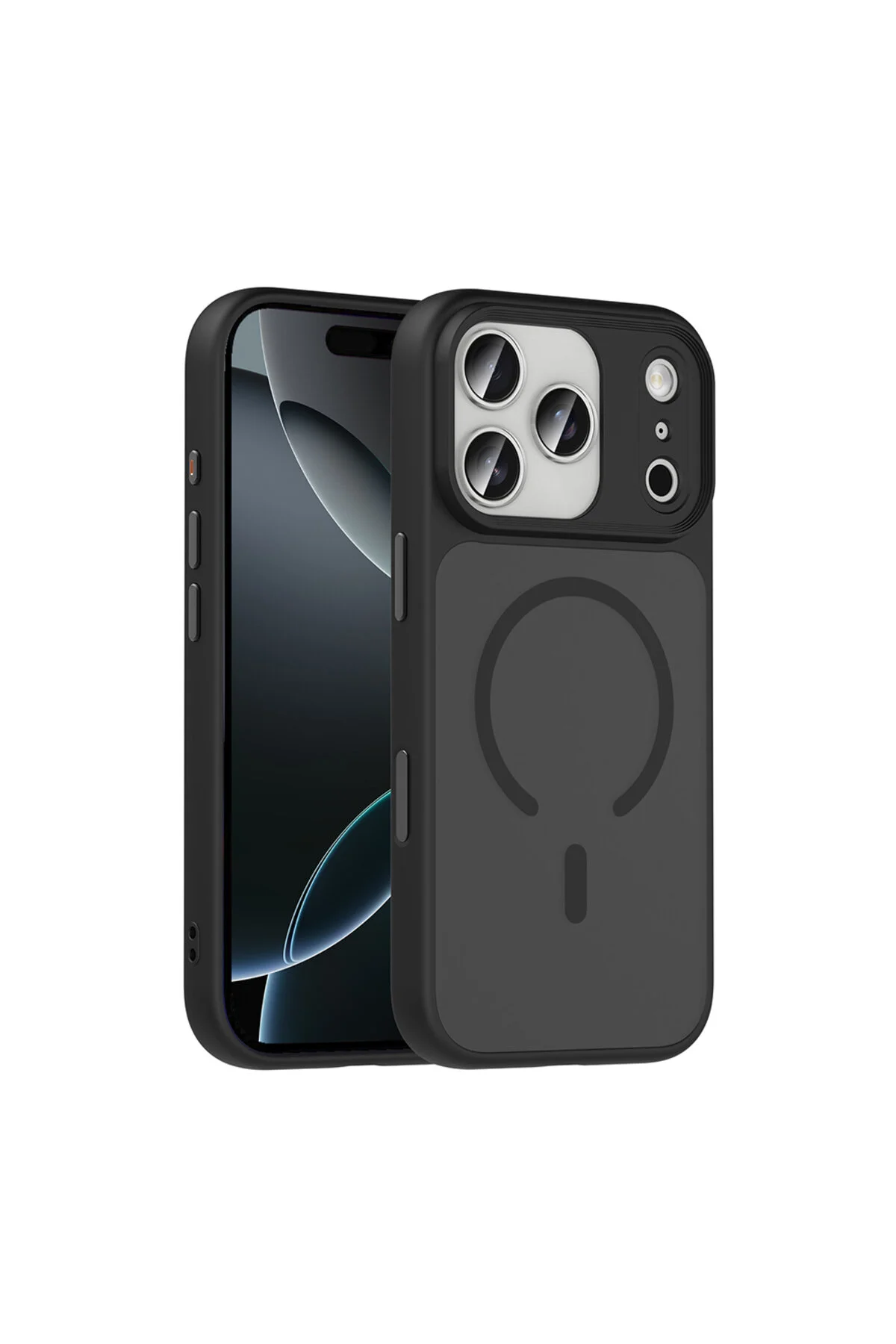 Apple iPhone 17 Pro Kılıf Mat Arka Yüzey Wireless Şarj Özellikli Buzlu Tasarımlı Kapak