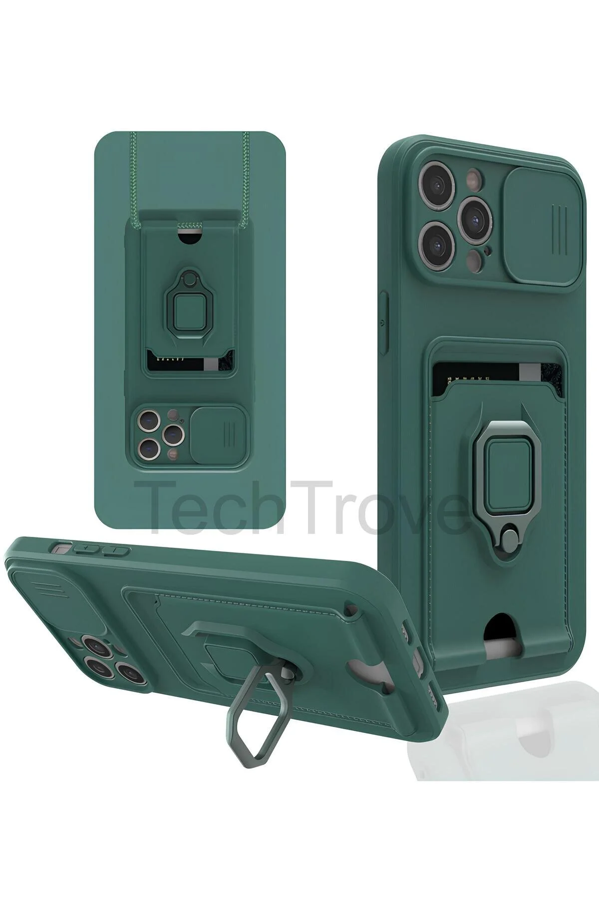 iPhone 12 Pro Max Kılıf Kamera Koruma Sürgülü Kartvizitli Kartlıklı Standlı İpli Renkli Kapak