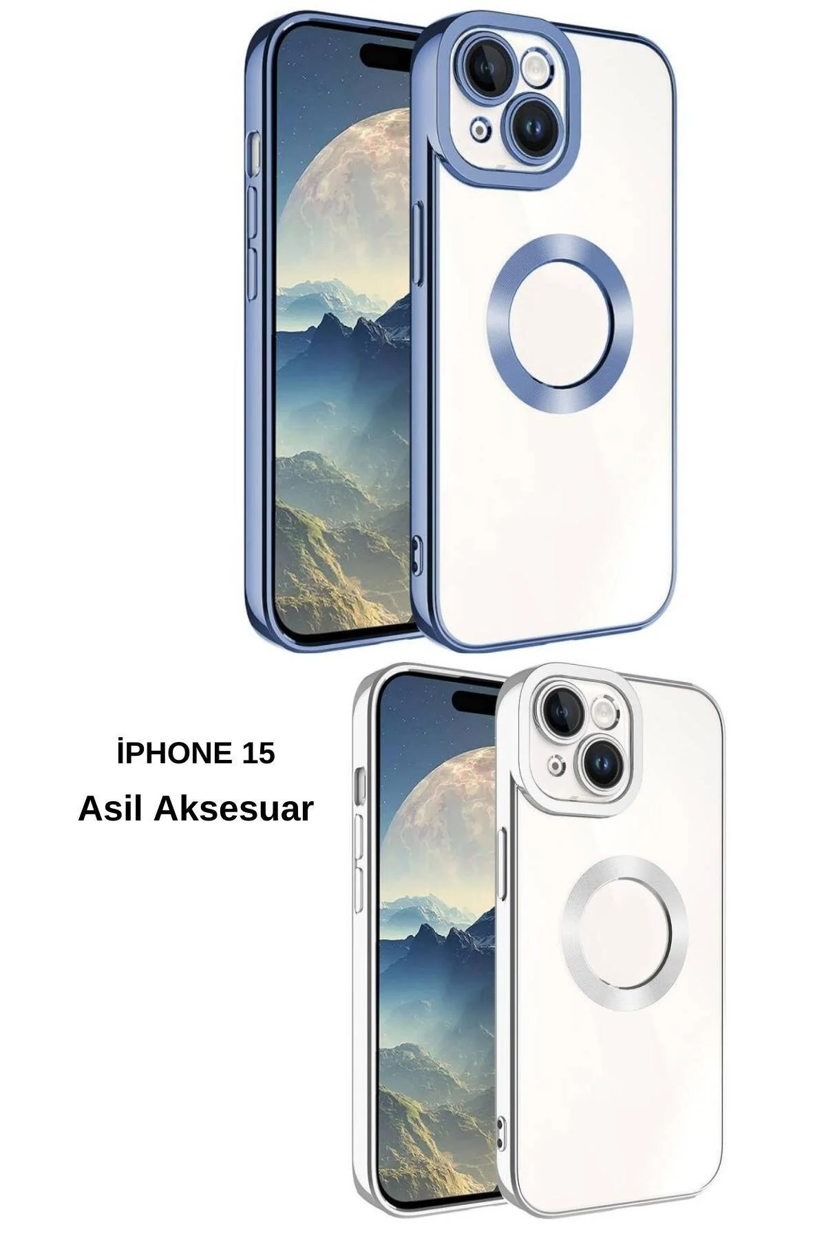 Apple Iphone 15 Uyumlu Renkli Detaylı Kamera Korumalı Logo Kısmı Açık Korumalı Kılıf