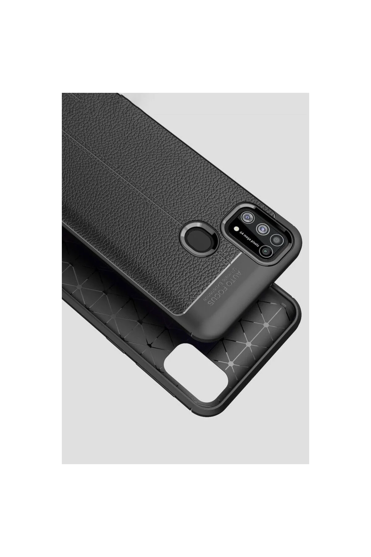 Samsung Galaxy M31 İçin Uyumlu Deri Tasarımlı Elde Kaymaz Korumalı Silikon Kılıf