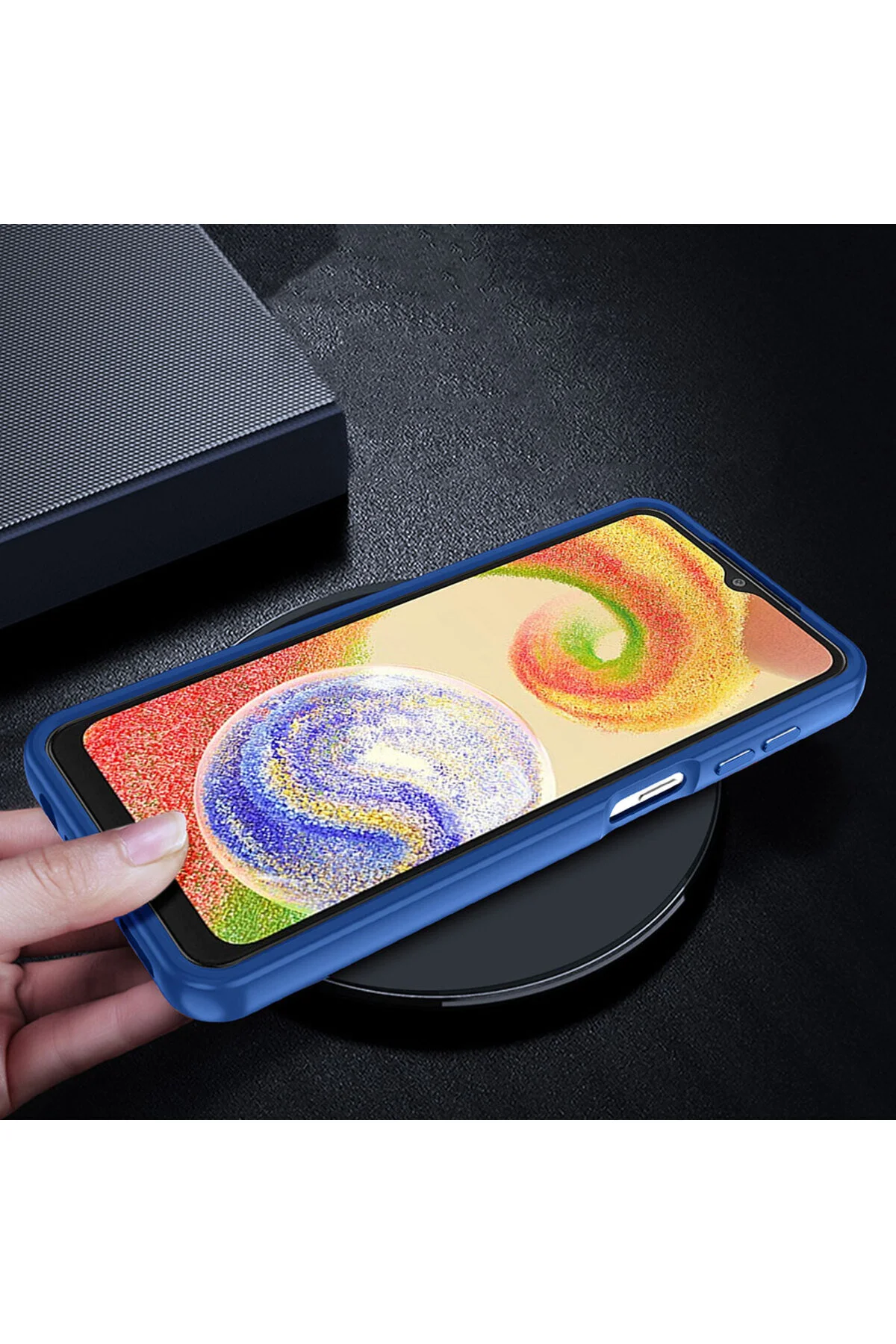 Galaxy A04 Uyumlu Kılıf Arkası Şeffaf Renkli Kenarlı Silikon Kapak