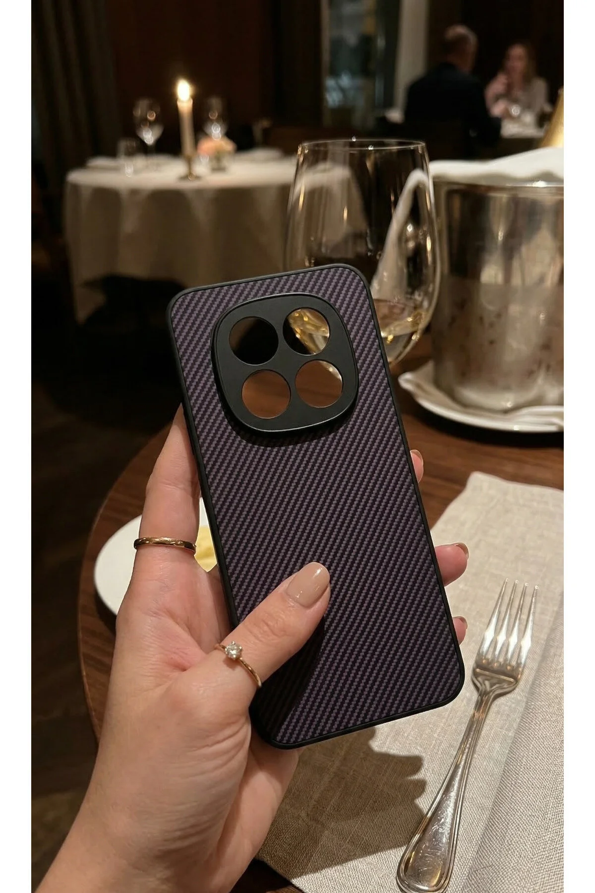 Redmi Note 15 Pro Plus İçin Uyumlu Karbon Fiber Dokulu Mat Lacivert Premium Silikon Kılıf