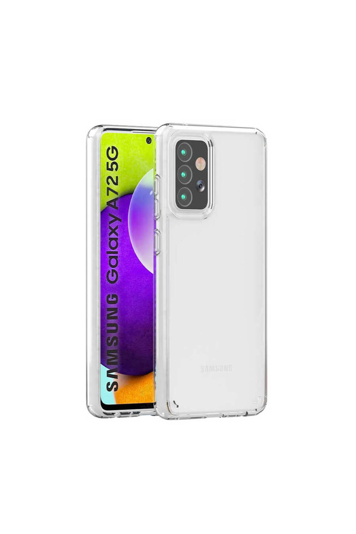 Galaxy A72 Uyumlu Şeffaf Tasarımlı Sert Silikon Kapak