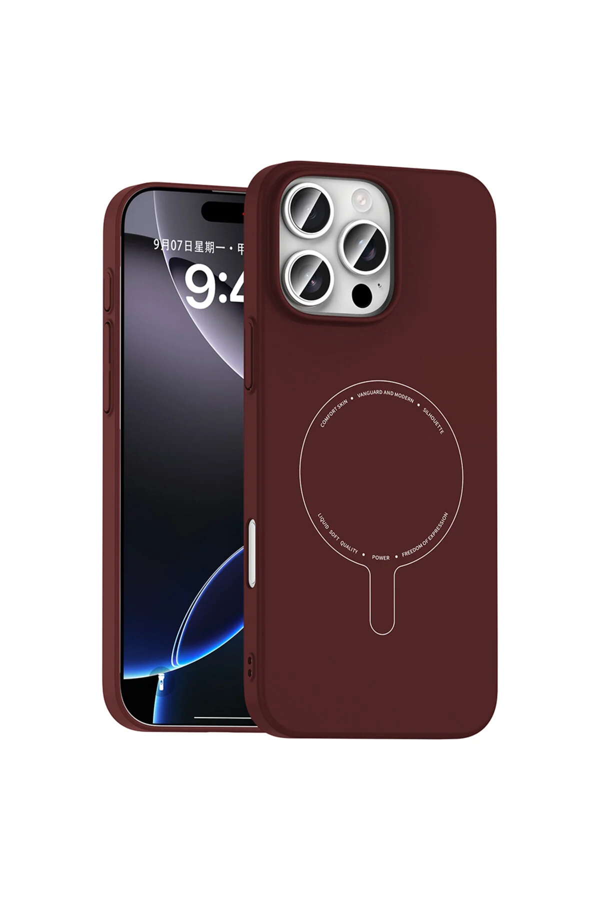 iPhone 16 Pro İçin Uyumlu M-Safe Şarj Özellikli Kamera Korumalı Sert PC Kapak