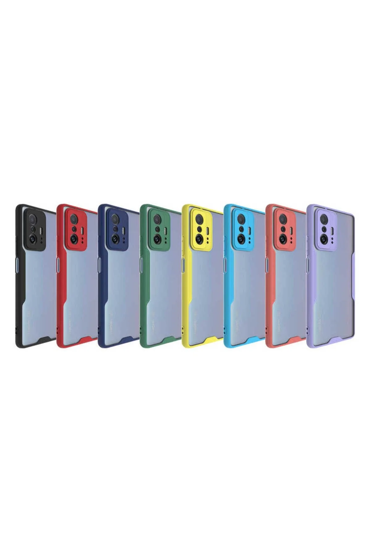 Xiaomi Mi 11T Pro 5G Uyumlu Kenarları Renkli Arkası Buzlu Bumper Kılıf
