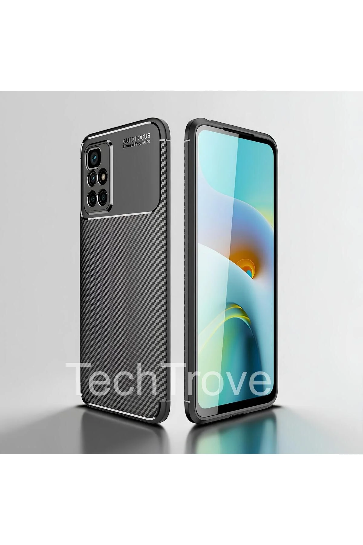 Xiaomi Redmi 10 Kılıf Kamera Korumalı Darbe Emici Karbon Fiber Desenli Renk Atmaz Silikon Kapak
