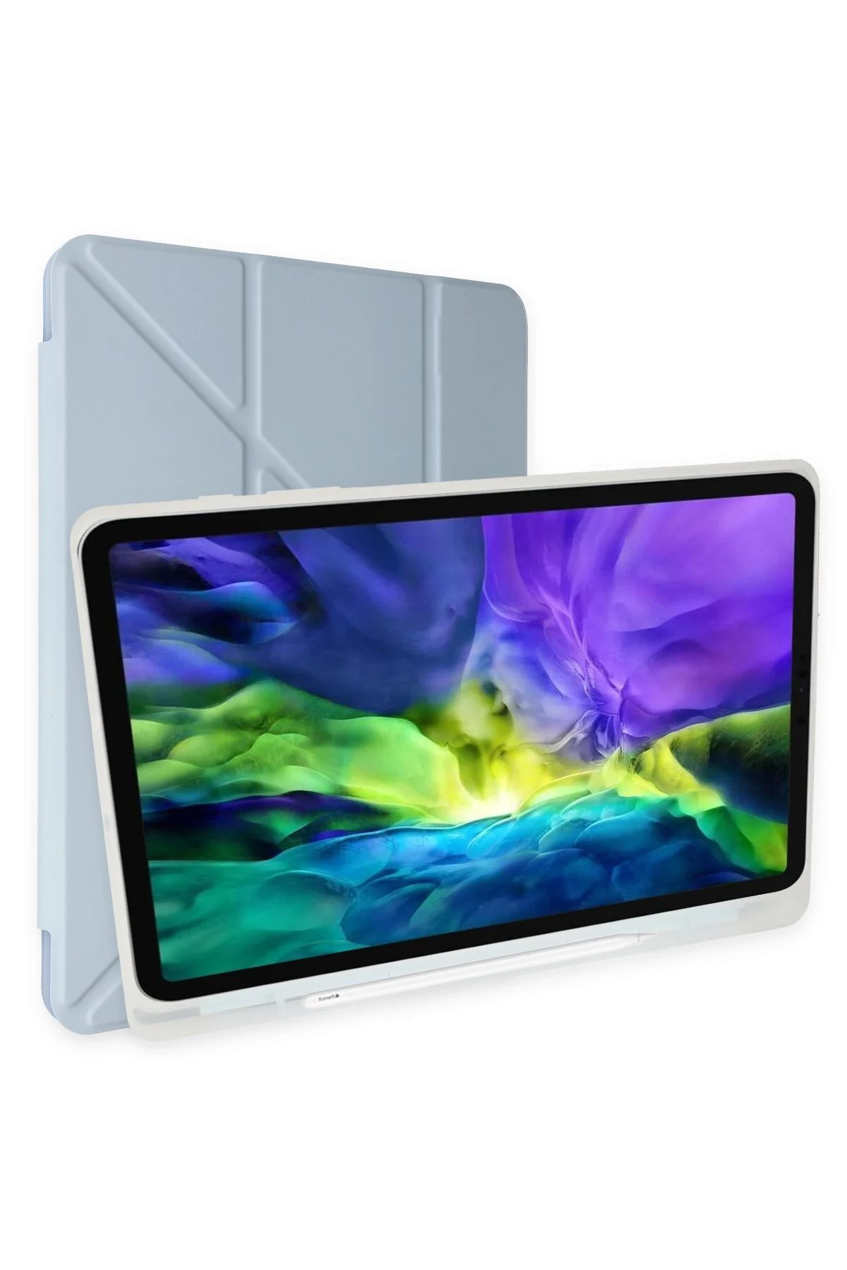 Samsung Galaxy X200 Tab A8 10.5 Uyumlu Kılıf Kalem Bölmeli Uyku Modlu Smart Case - Mavi