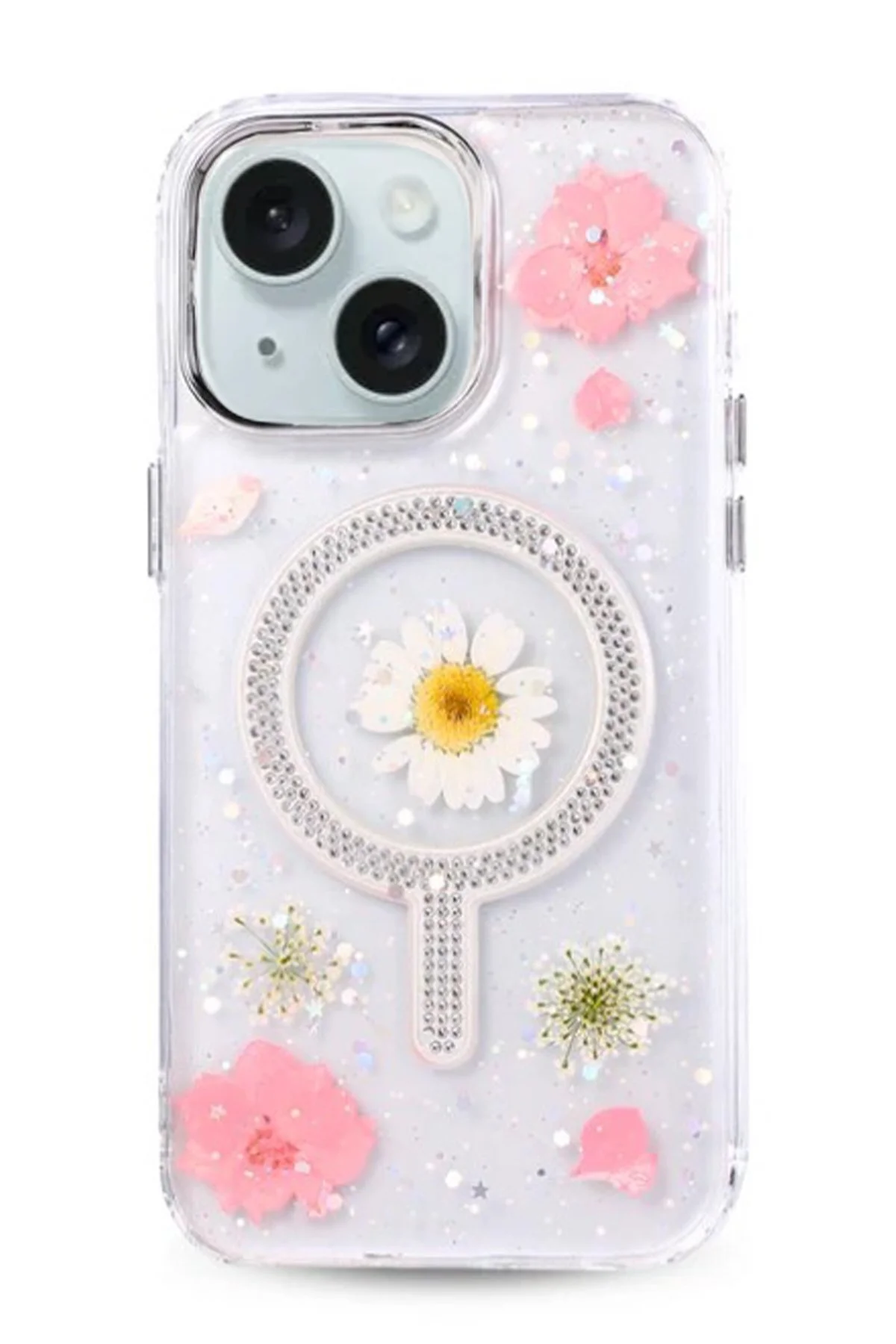 iPhone 13 Uyumlu Flower Magsafeli  Yeni Tasarım Kılıf - Pembe