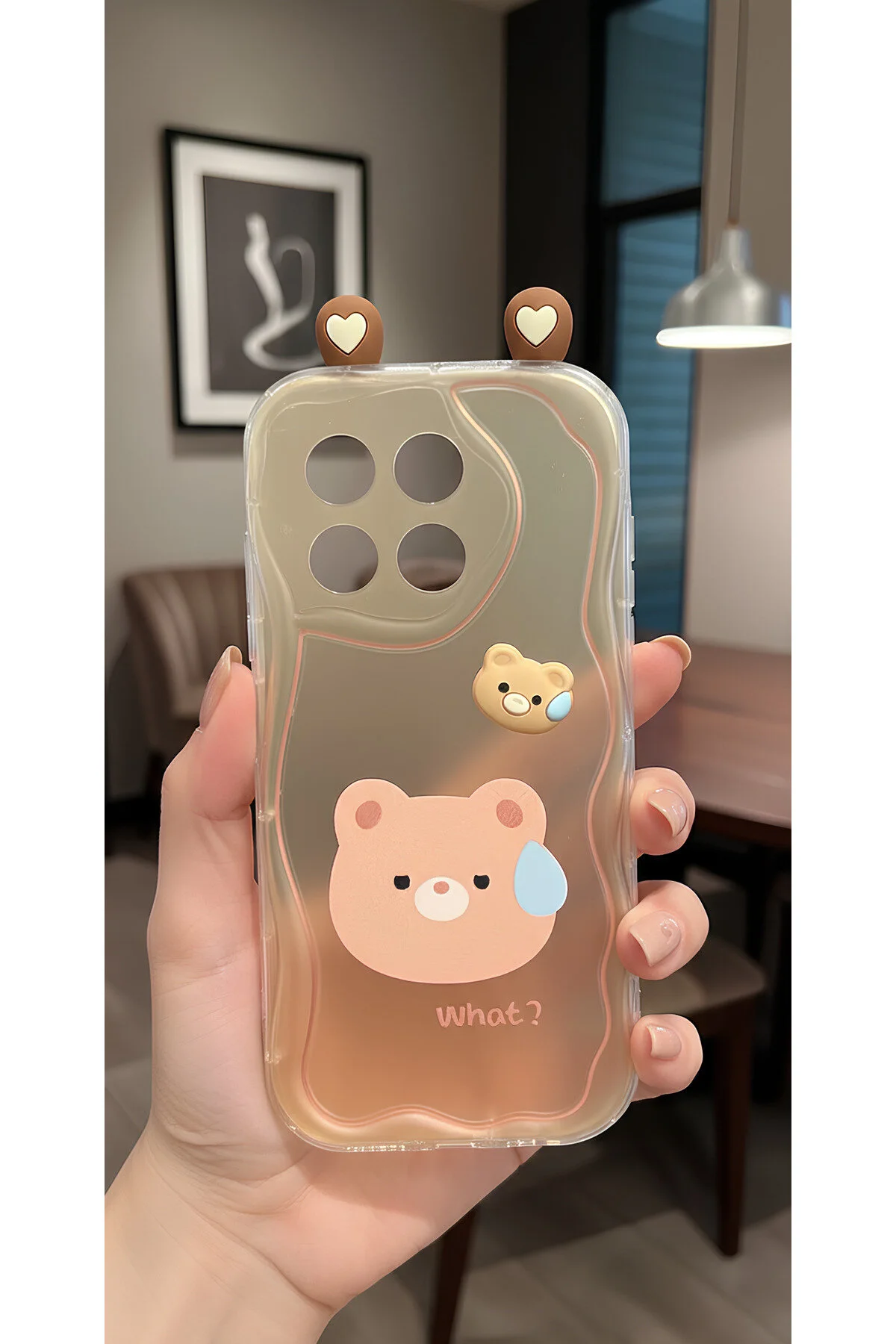 Poco X6 Pro İçin Uyumlu Sevimli Şaşkın Ayıcık Figürlü Dalgalı Kenarlı Tasarım Kılıf