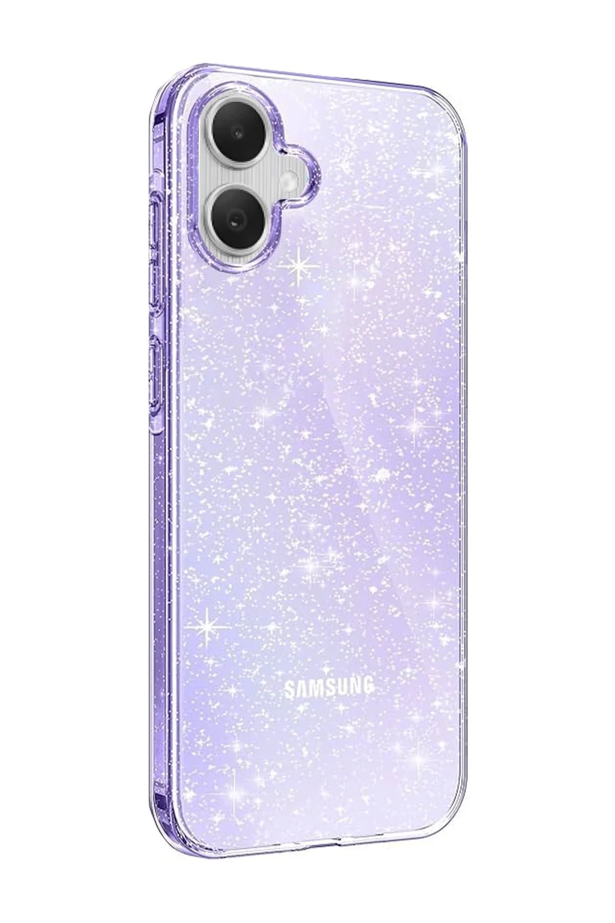 Samsung Galaxy A05 Uyumlu Renkli Transparan Parlayan Simli A+ Kalite Silikon Kapak - Mor