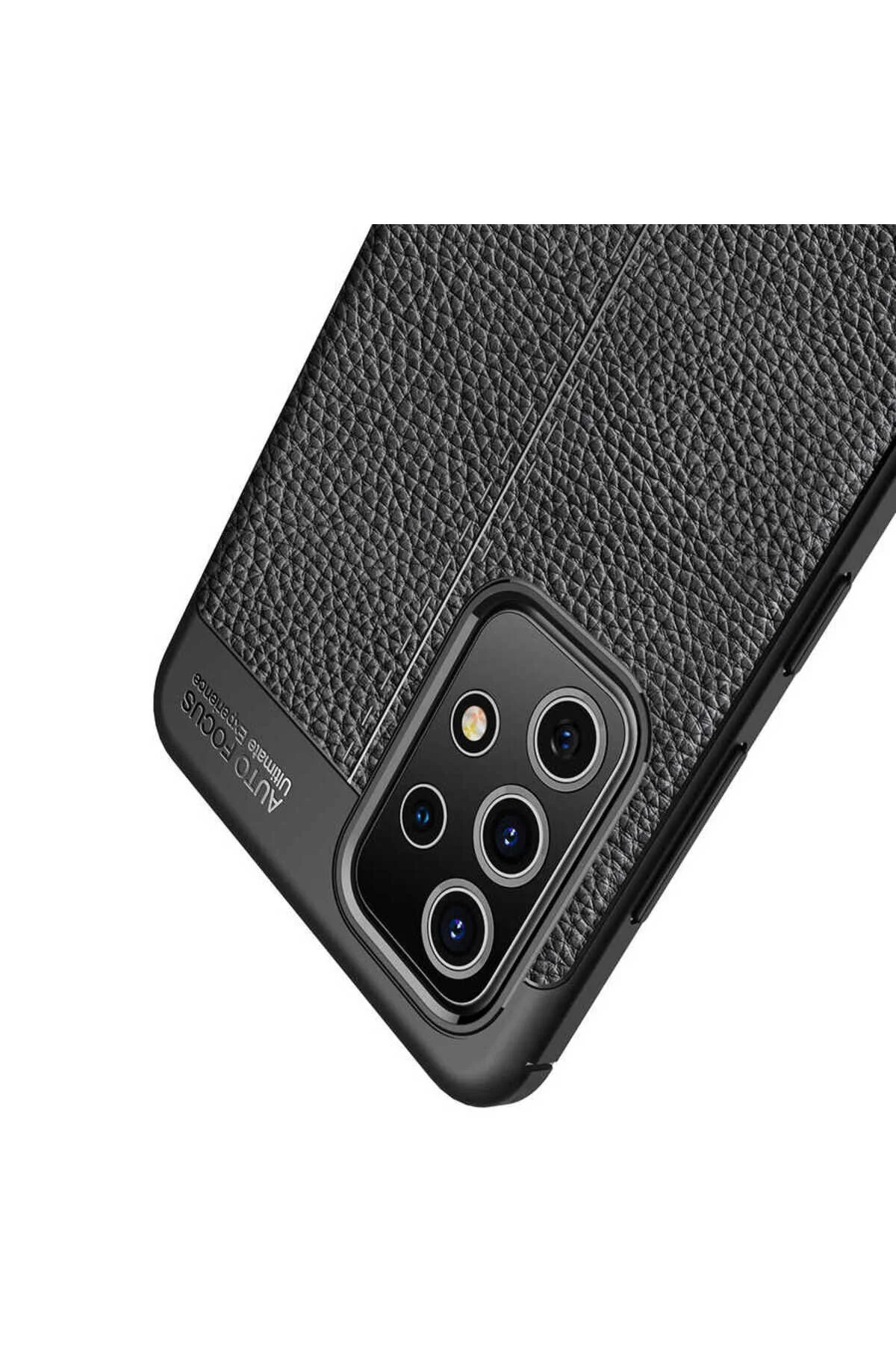 Galaxy A72 Uyumlu Deri Tasarımlı KAmera Korumalı Kılıf