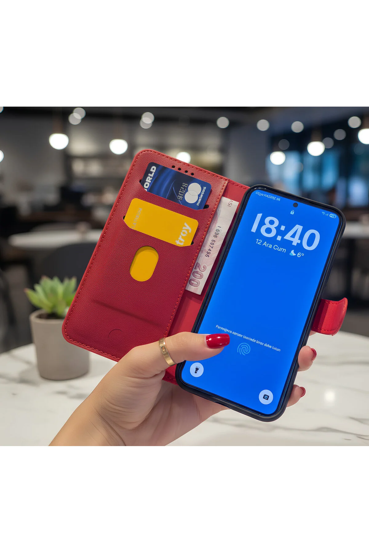 İnfinix Hot 40 Kılıf Kapaklı ve Cüzdanlı Stand Olabilen Deri Kılıf