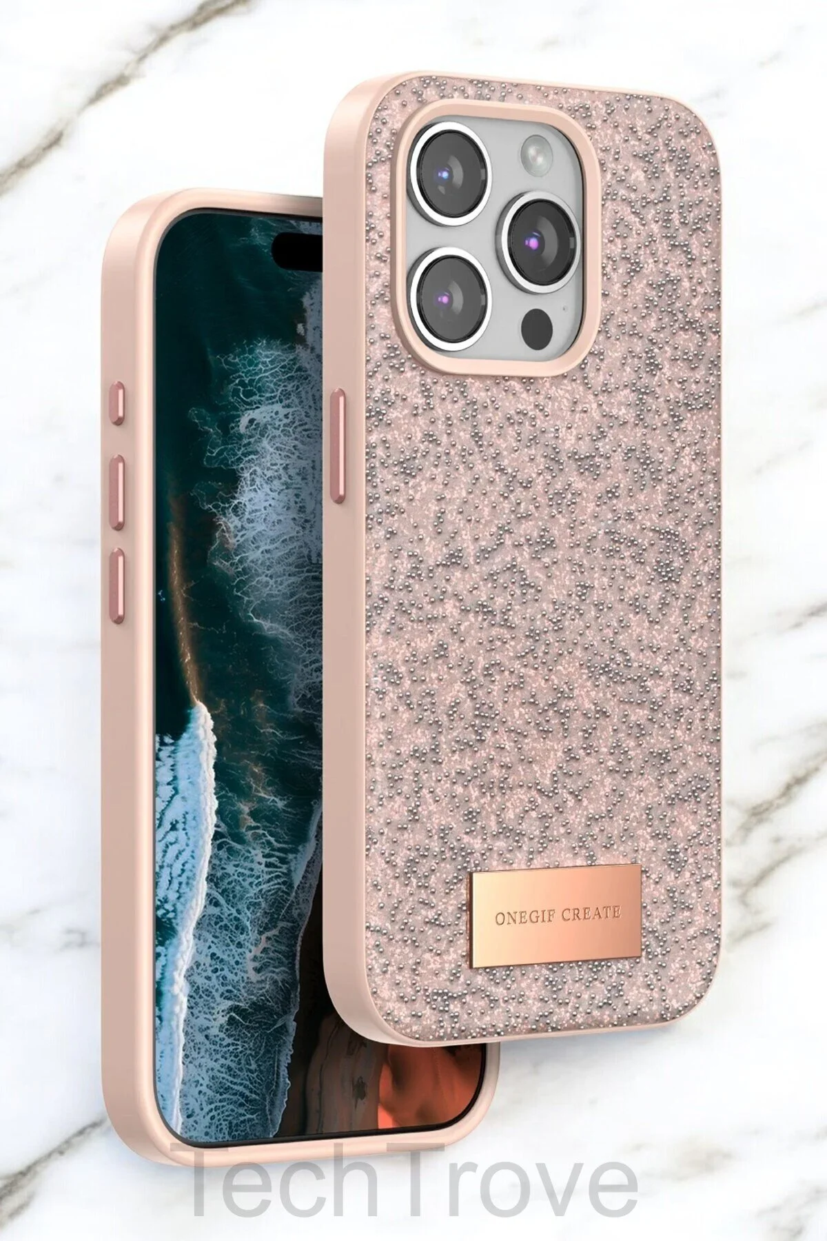iPhone 15 Pro Max Kılıf Parlak Mozaik Taşlı Simli Tasarımlı Diamond Lüks Kapak
