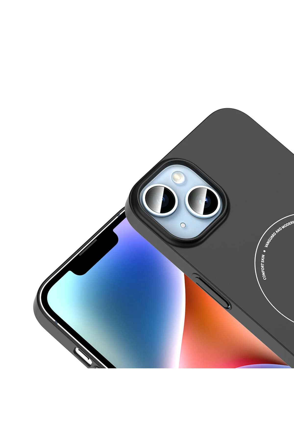 iPhone 13 İçin Uyumlu M-Safe Şarj Özellikli Kamera Korumalı Sert PC Kapak