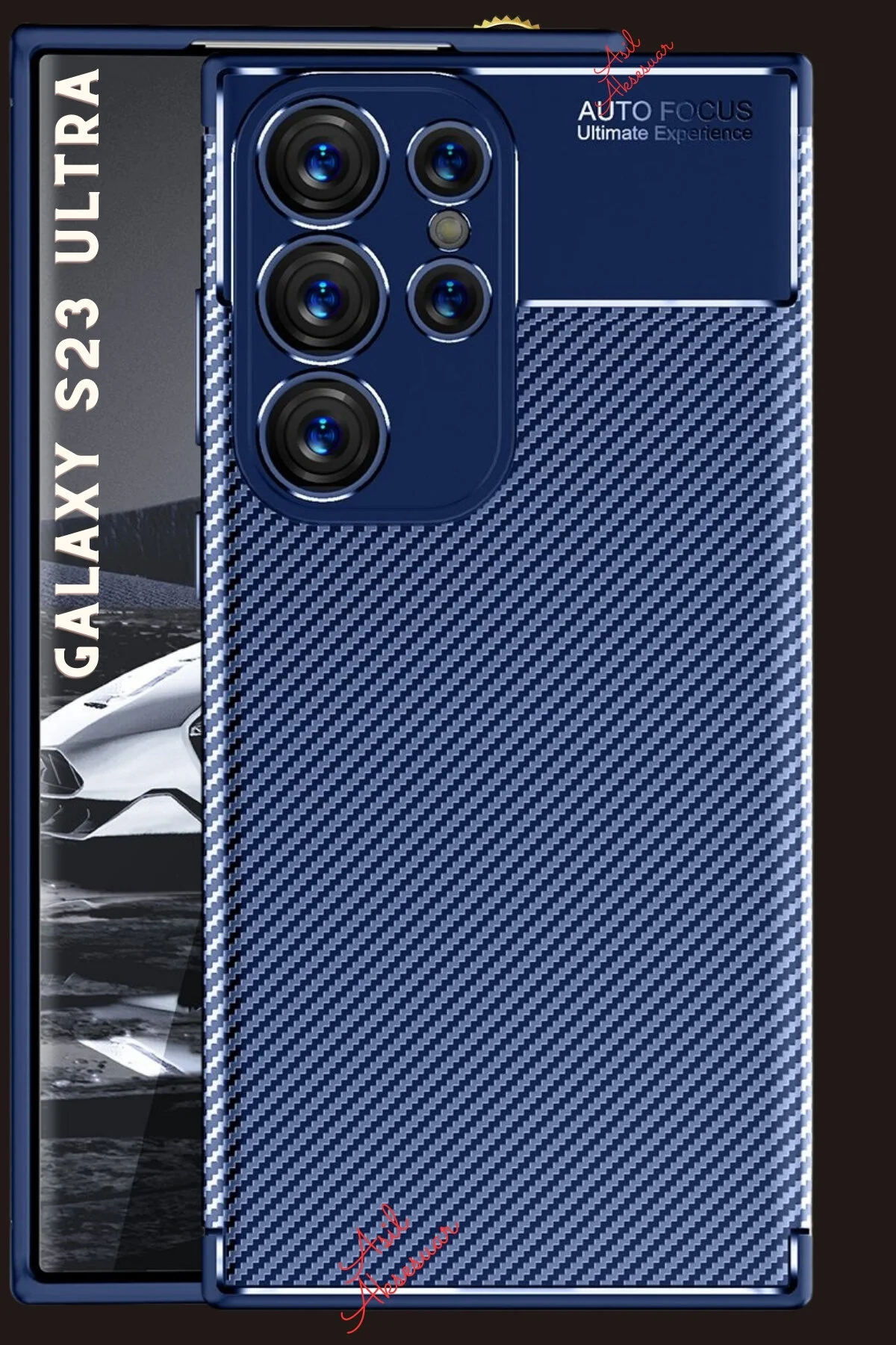 Samsung Galaxy S23 Ultra Kılıf Karbon Tasarımlı Kamera Korumalı Silikon Kapak