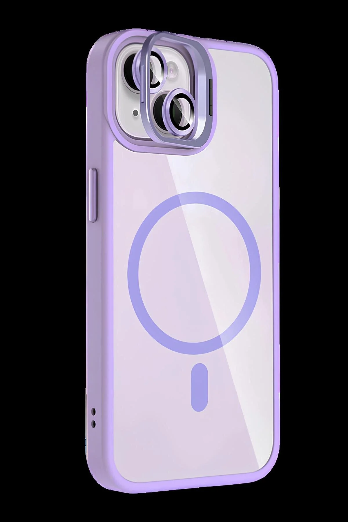 iPhone 13 Kılıf Standlı ve Kamera Lens Hediyeli Wireless Şarj Özellikli Ultra Lüks Kapak