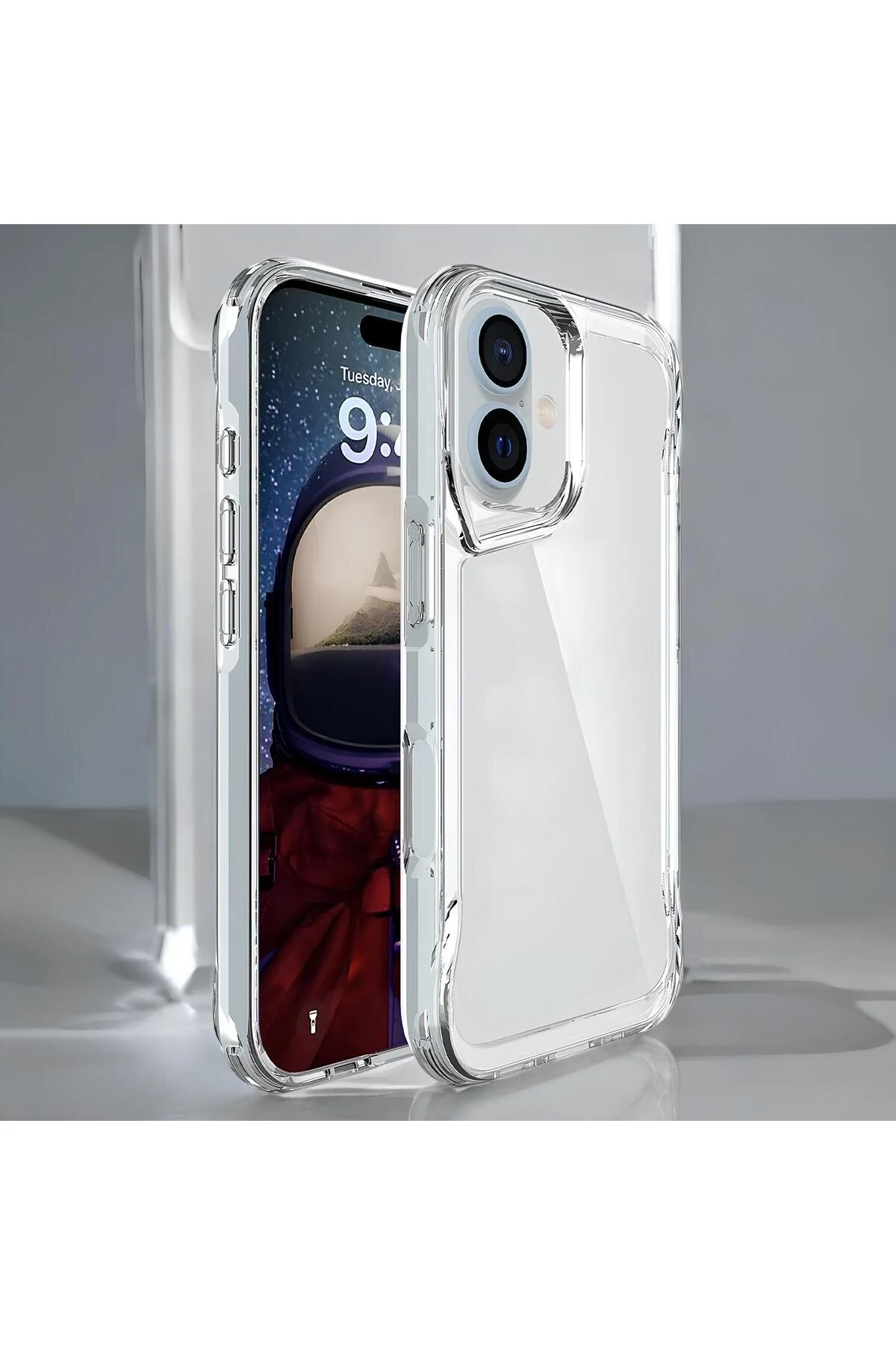 Apple iPhone 17 Kılıf Kamera Koruma Çıkıntılı Sararmaz Leke Tutmaz Şeffaf Kapak