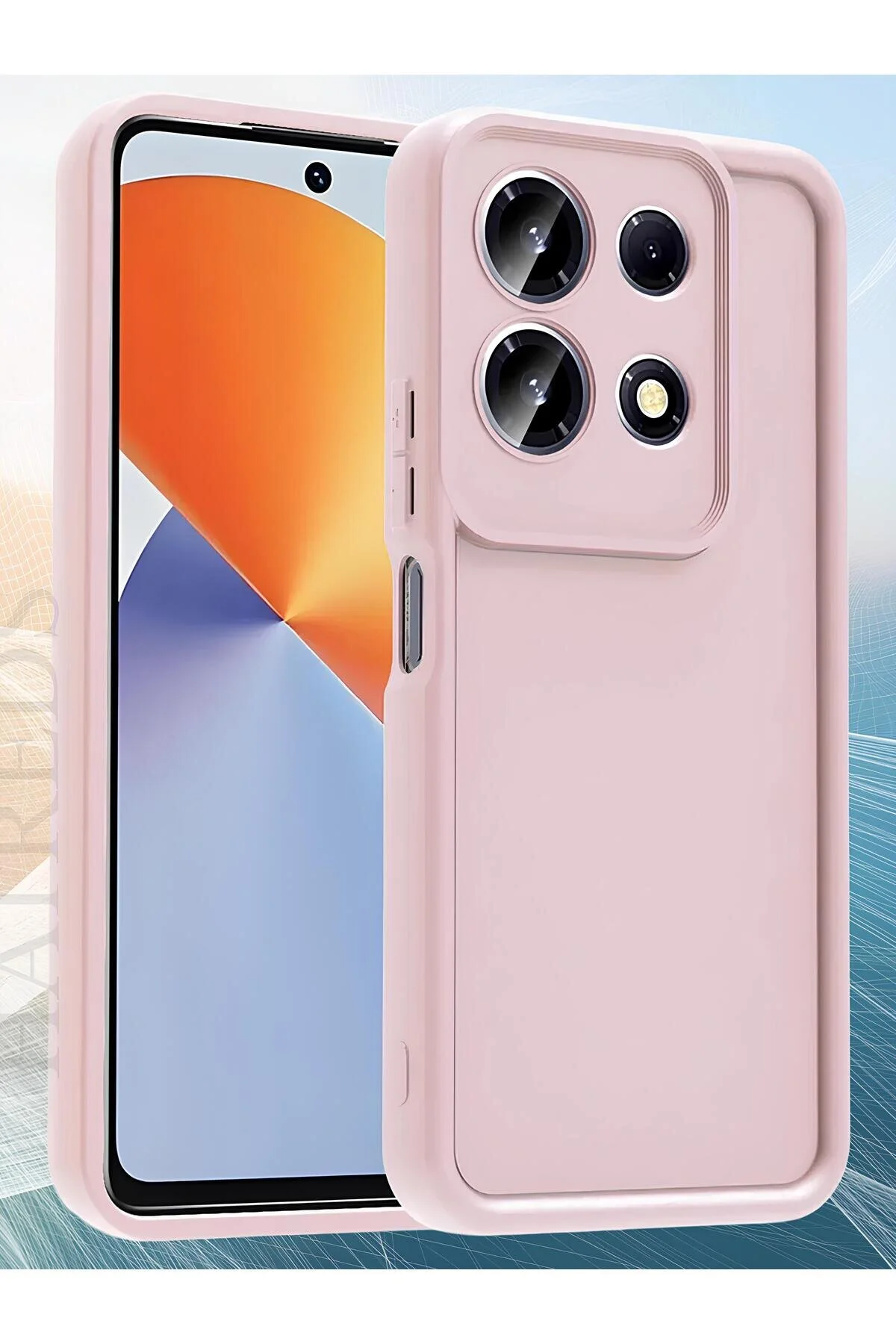 İnfinix Note 30 4G Kılıf Kamera Korumalı Kenar Çıkıntılı Soft Renkli Silikon Kapak - Pembe