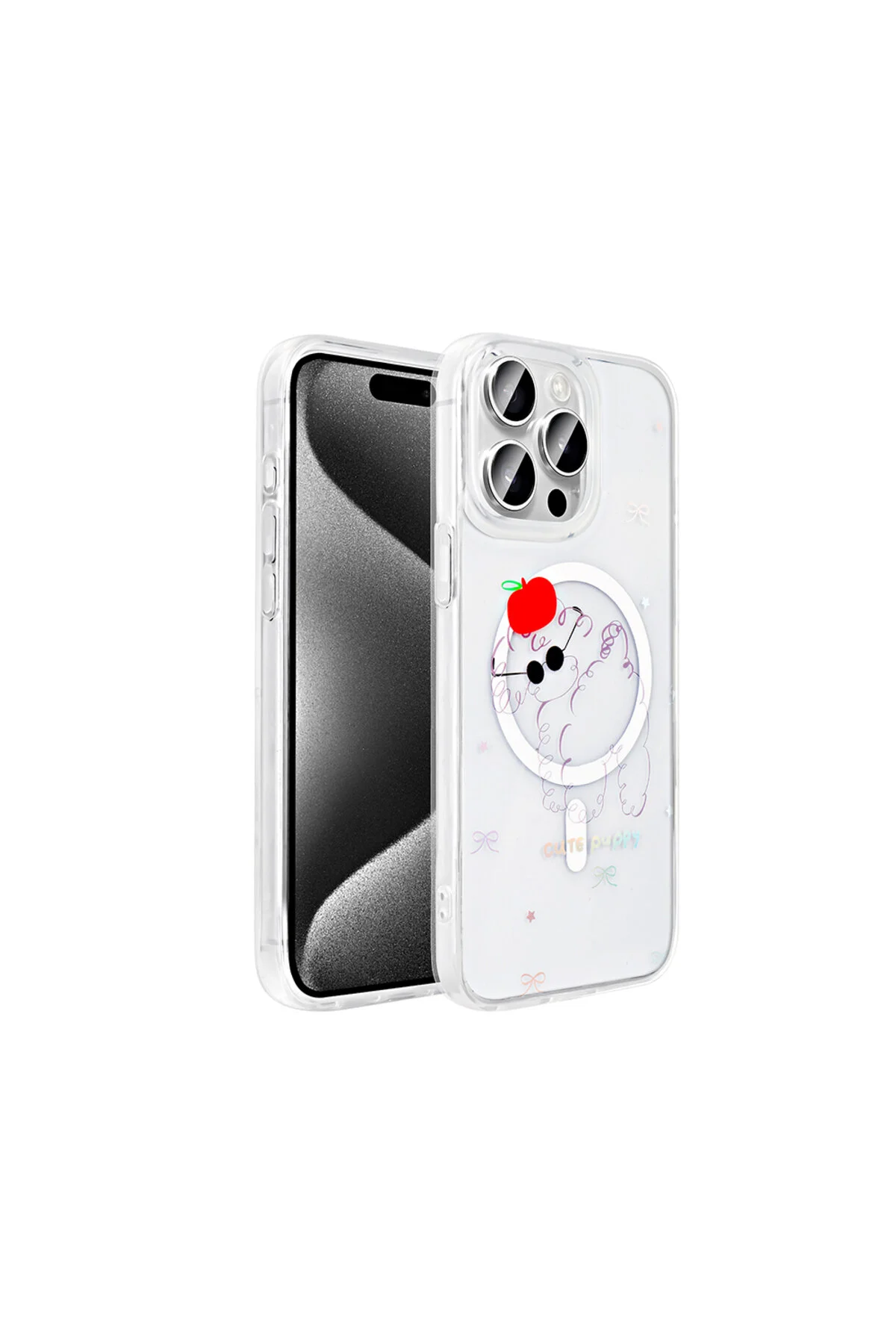 iPhone 15 Pro Max Kılıf M-Safe Şarj Özellikli Şeffaf Zore Folk Sert Kapak
