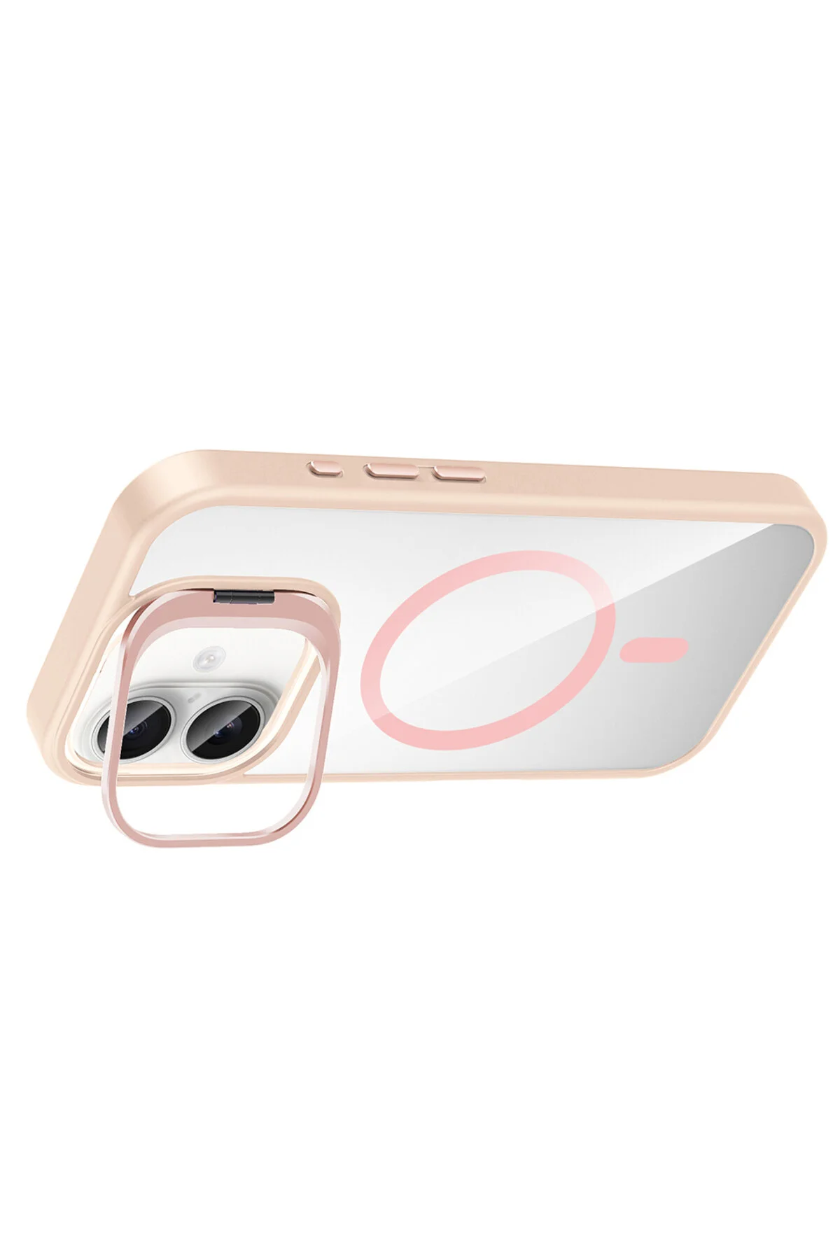 Apple iPhone 16 Plus Kılıf Standlı ve Kamera Lens Hediyeli M-Safe Şarj Özellikli Sararmaz Kılıf