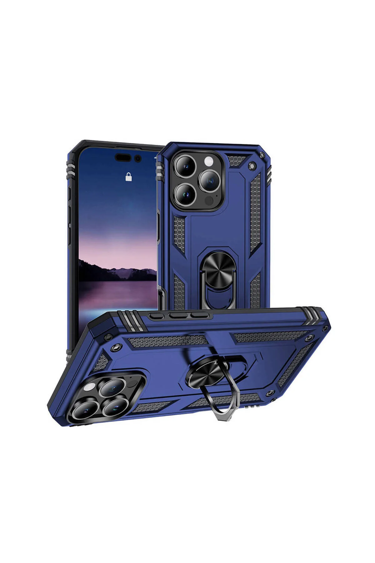 Apple iPhone 16 Pro Max Uyumlu Tank Korumalı Yüzüklü Standlı Kılıf