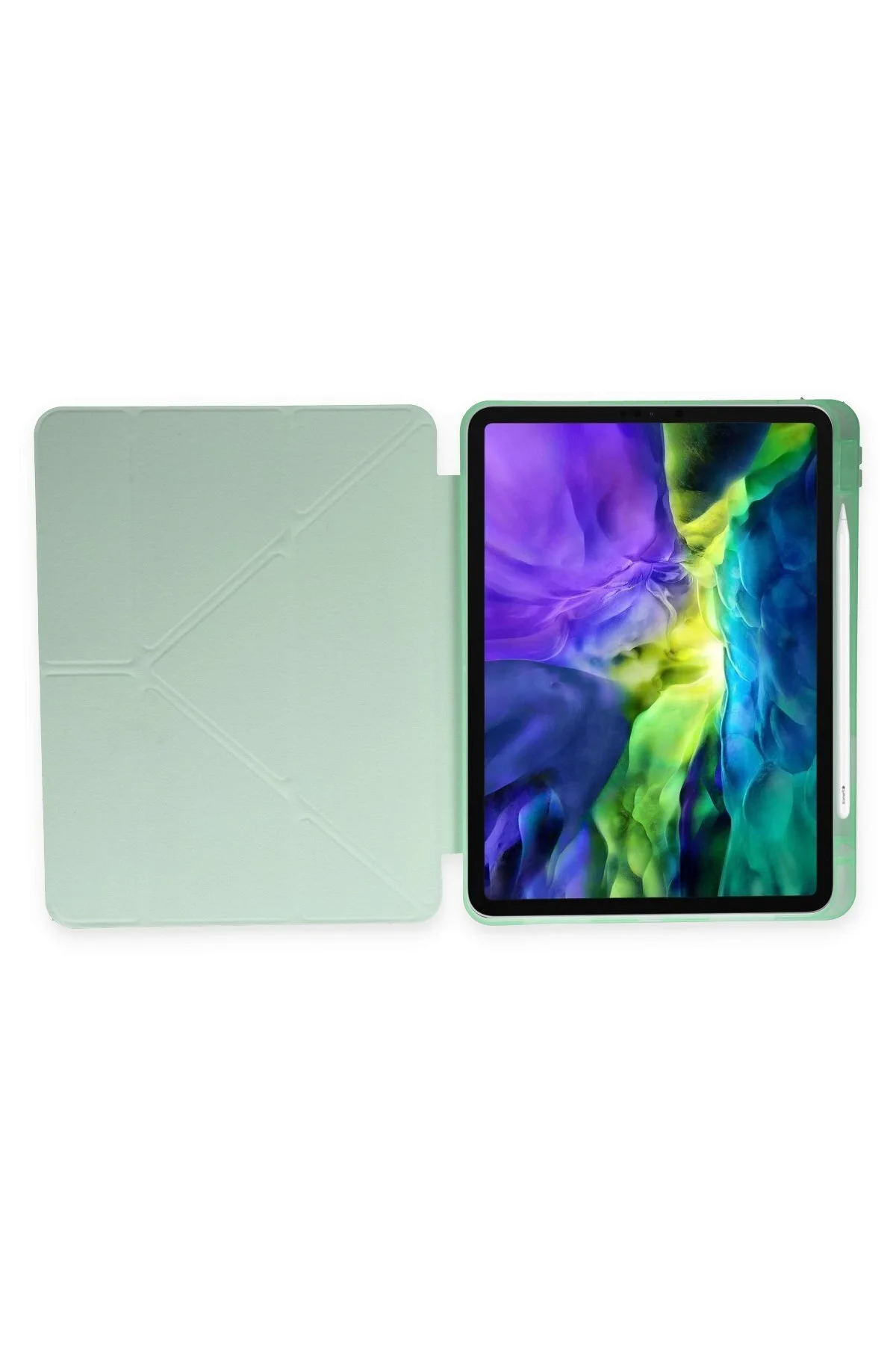 iPad Air 2 9.7 Uyumlu Kılıf Kalem Bölmeli Uyku Modlu Smart Case - Açık Yeşil
