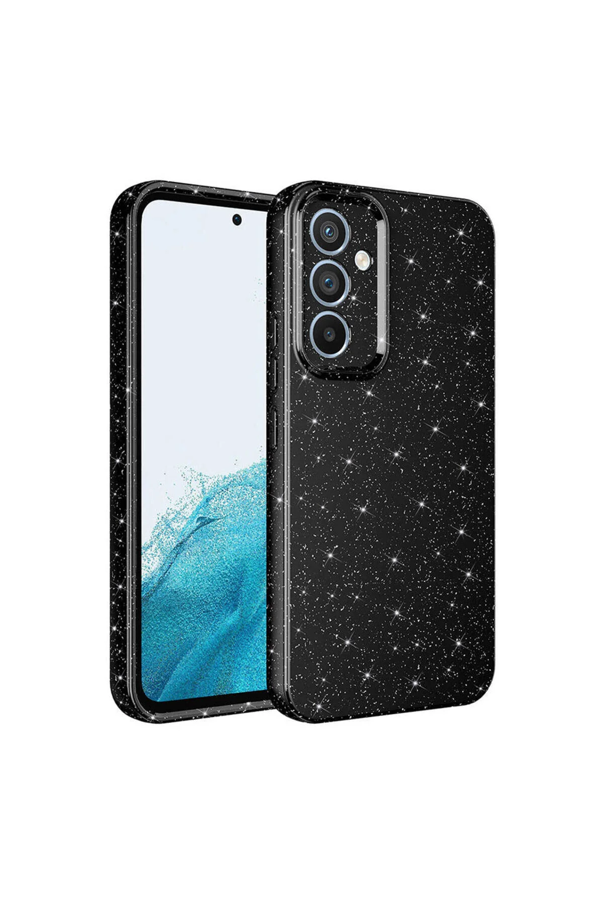Galaxy A05S Uyumlu Simli Tasarımlı Renkli Geçişli Kamera Korumalı Kılıf