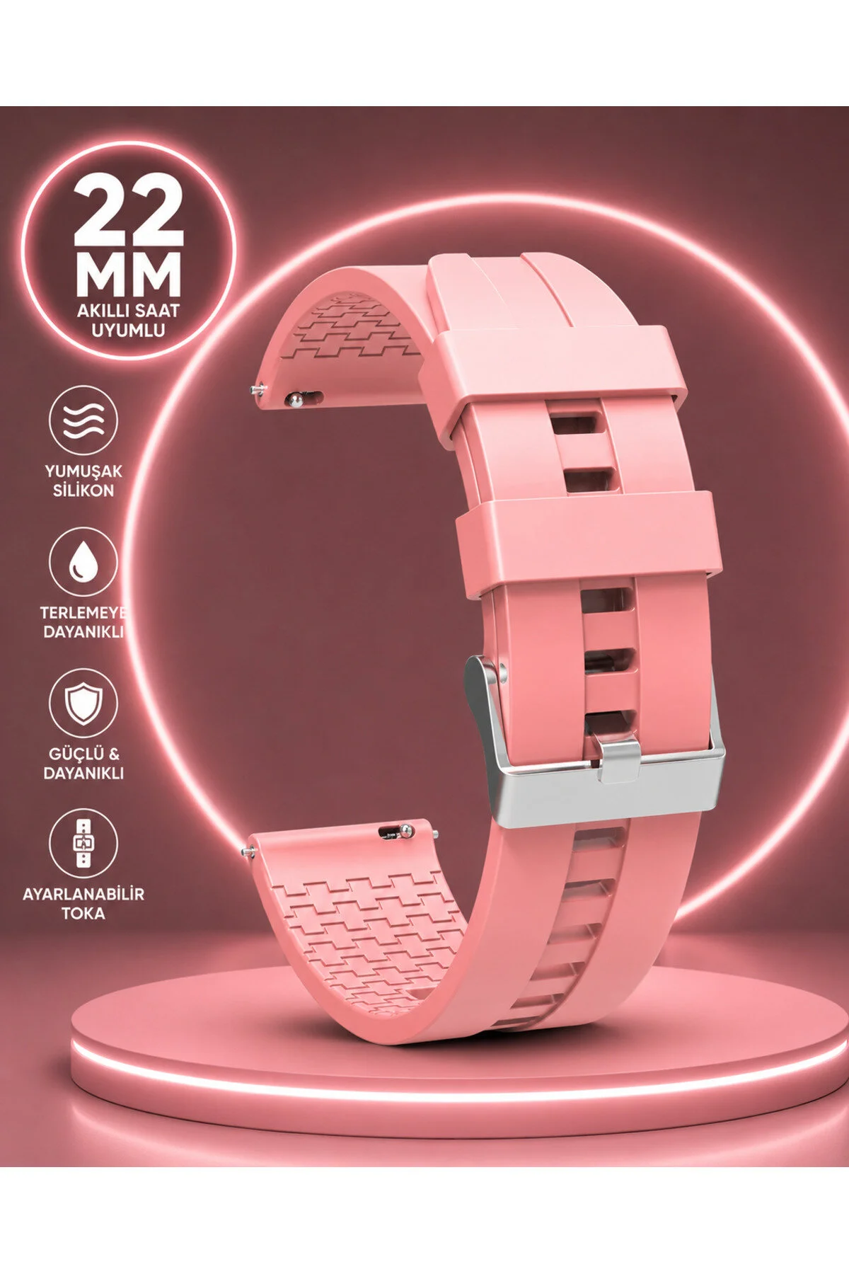 Amazfit GTR 3 Uyumlu 22mm Spor Silikon Kordon