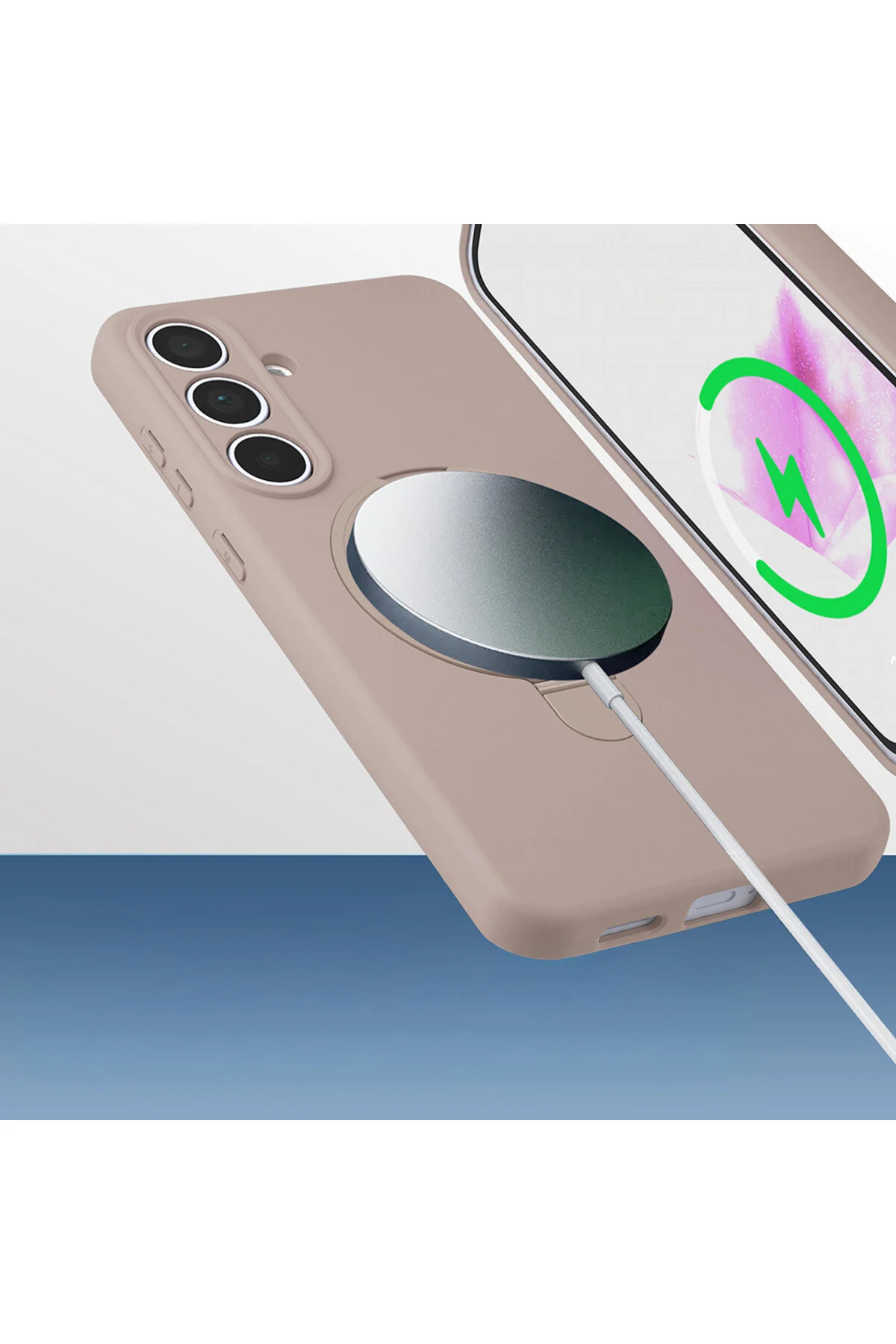 Samsung Galaxy A56 Kılıf Soft Tasarım Magsafe Halka Stand İçi Kadife Kapak