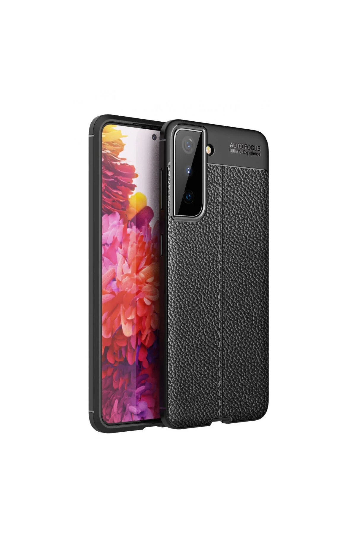 Samsung Galaxy S21 Plus İçin Uyumlu Deri Tasarımlı Elde Kaymaz Korumalı Silikon Kılıf