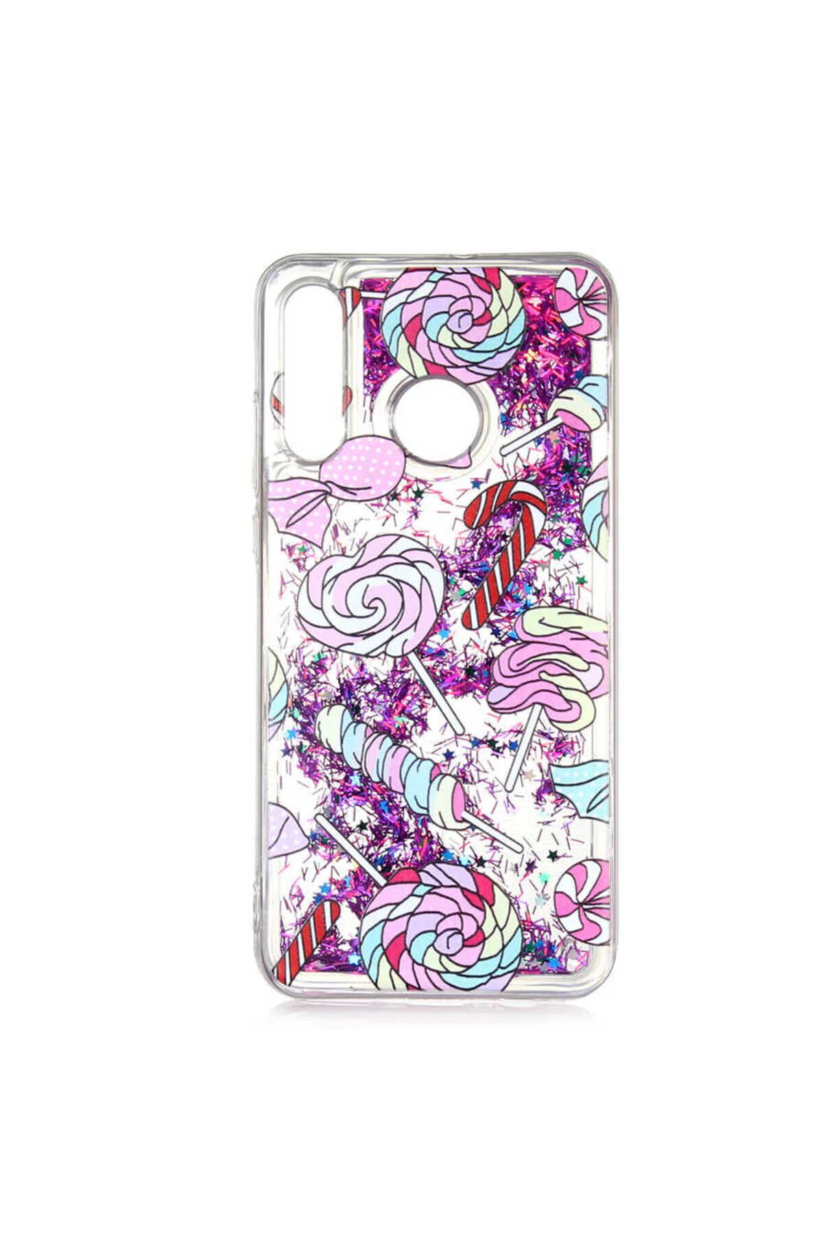Huawei P30 Lite İçin Uyumlu Desenli Simli Akışkan Sıvılı Silikon Kılıf