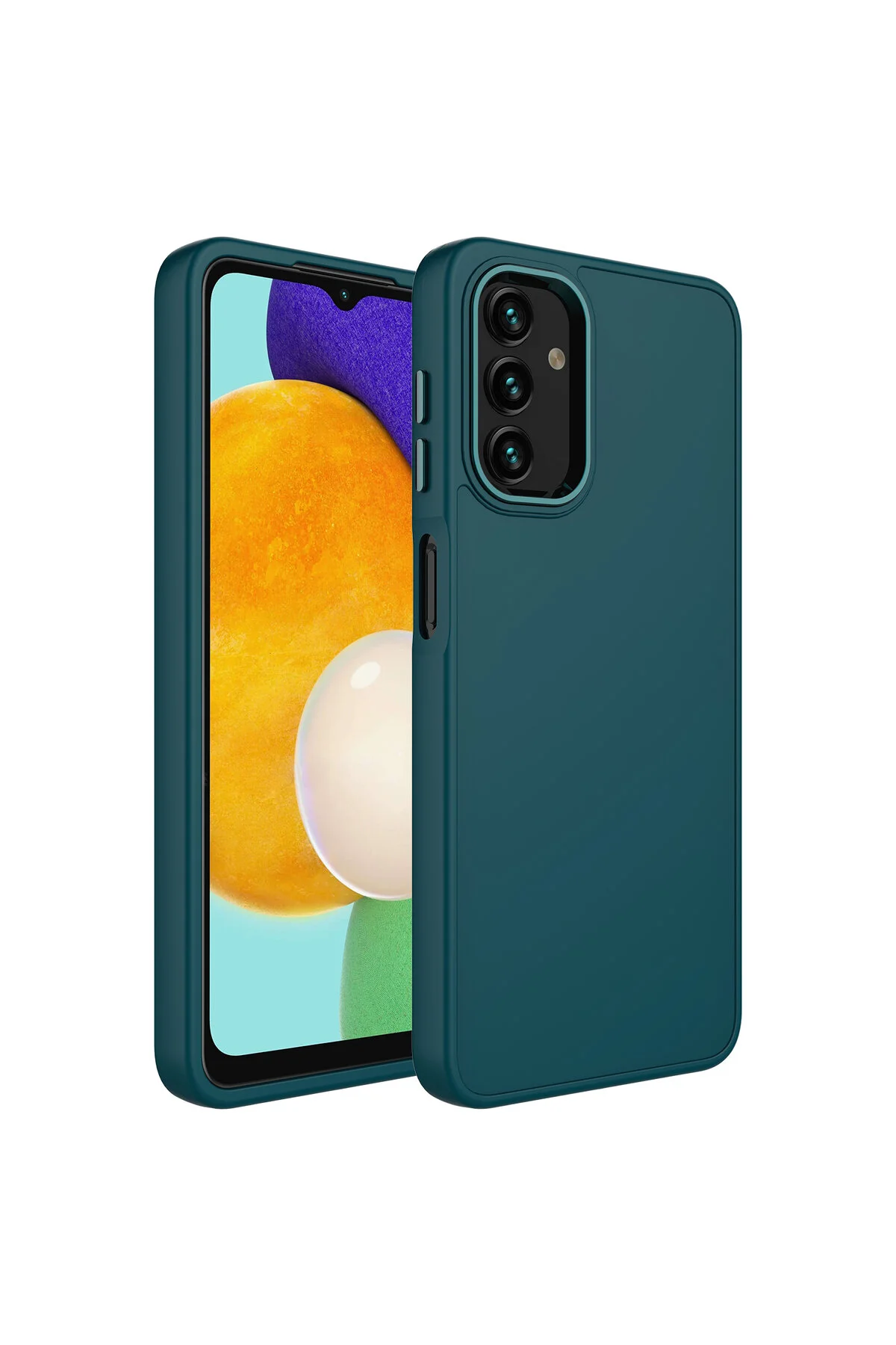 Galaxy A04S Kılıf Metal Çerçeve ve Buton Tasarımlı Lüks Silikon  Kapak