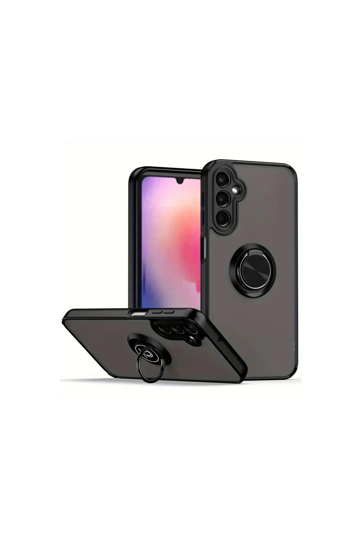Samsung Galaxy A16 5G İçin Kamera Korumalı Yüzüklü Kılıf - Leke Tutmaz Mat ve Dayanıklı Yapı