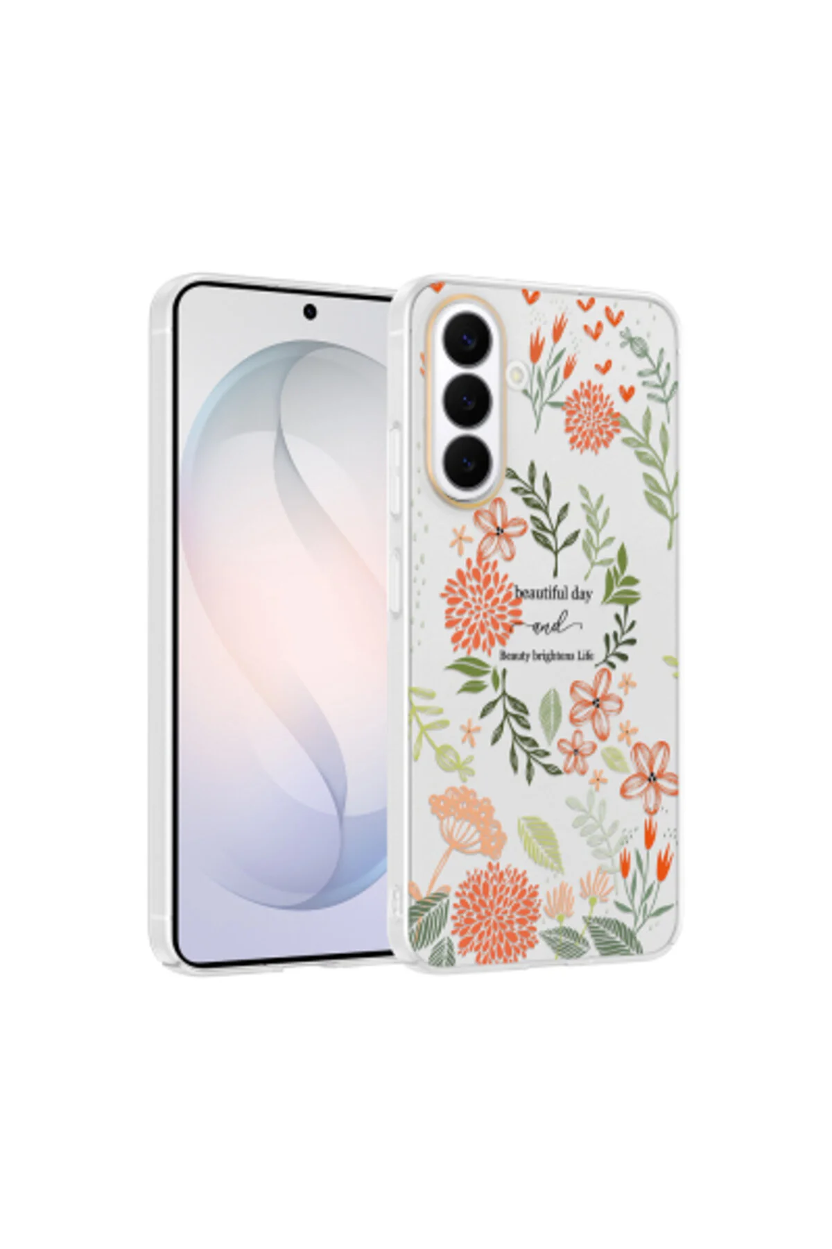 Samsung Galaxy S26 Uyumlu Desenli Şeffaf Kılıf Kamera Korumalı İnce Kapak