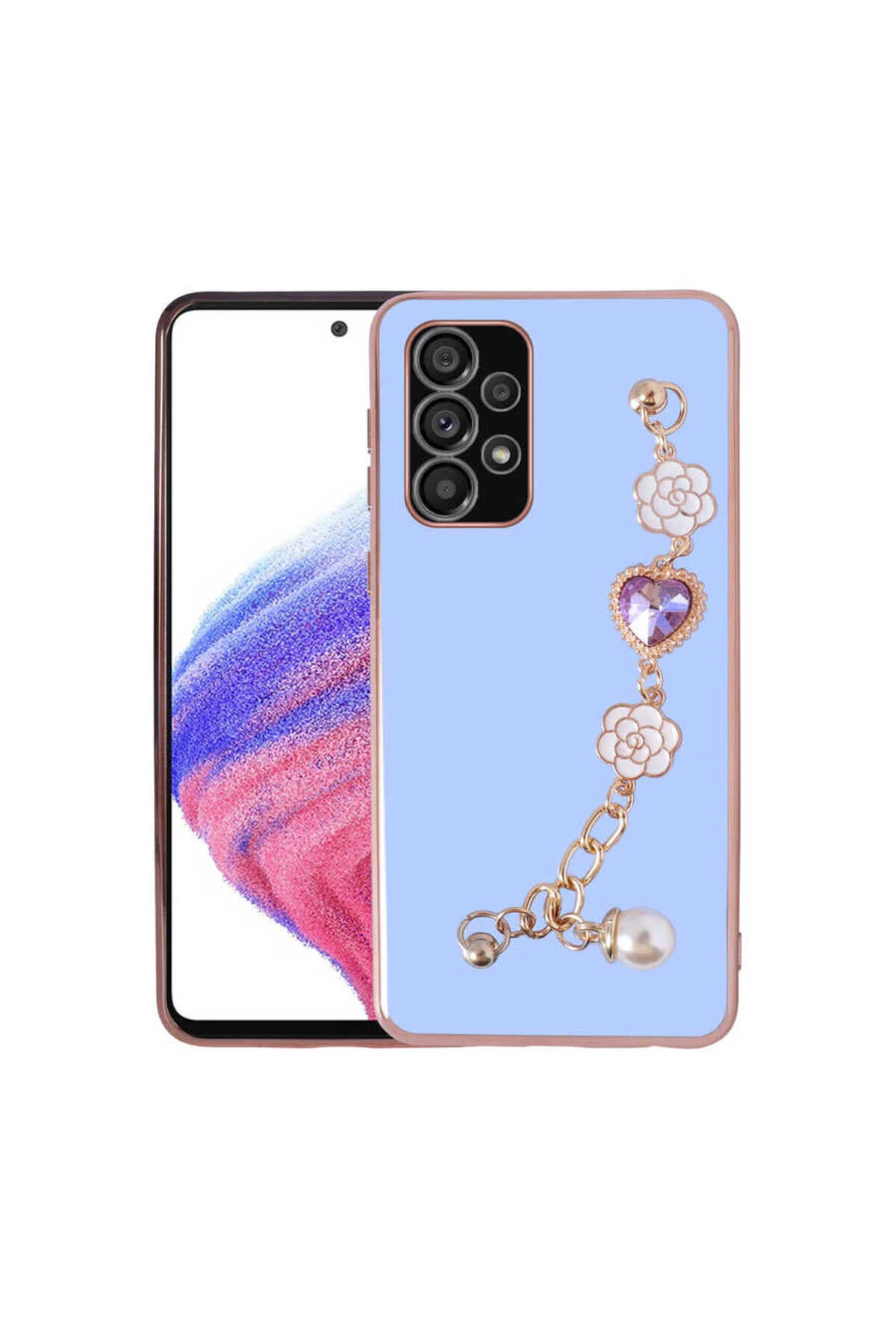 Galaxy A72 Kılıf El Tutamaçlı Kamera Korumalı Renkli Silikon Kapak