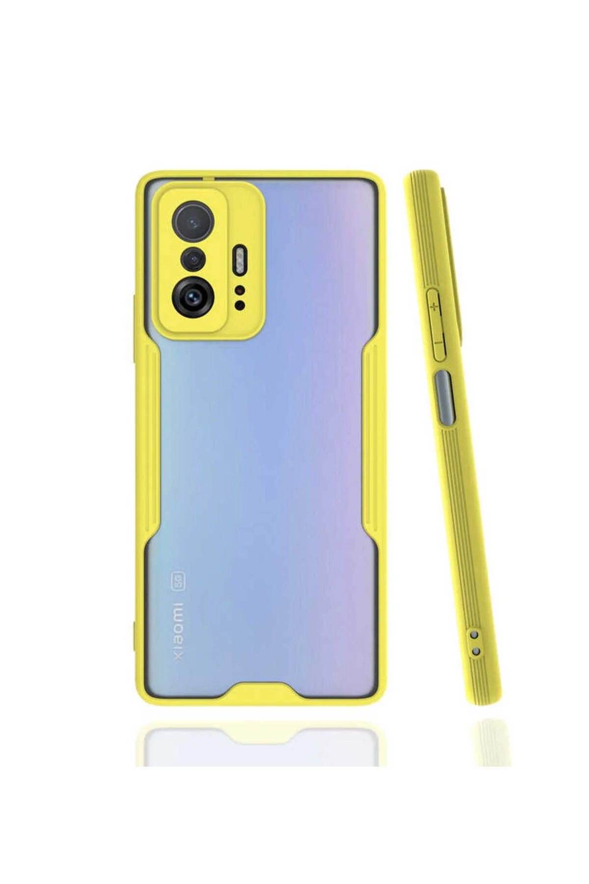 Xiaomi Mi 11T Pro 5G Uyumlu Kenarları Renkli Arkası Buzlu Bumper Kılıf