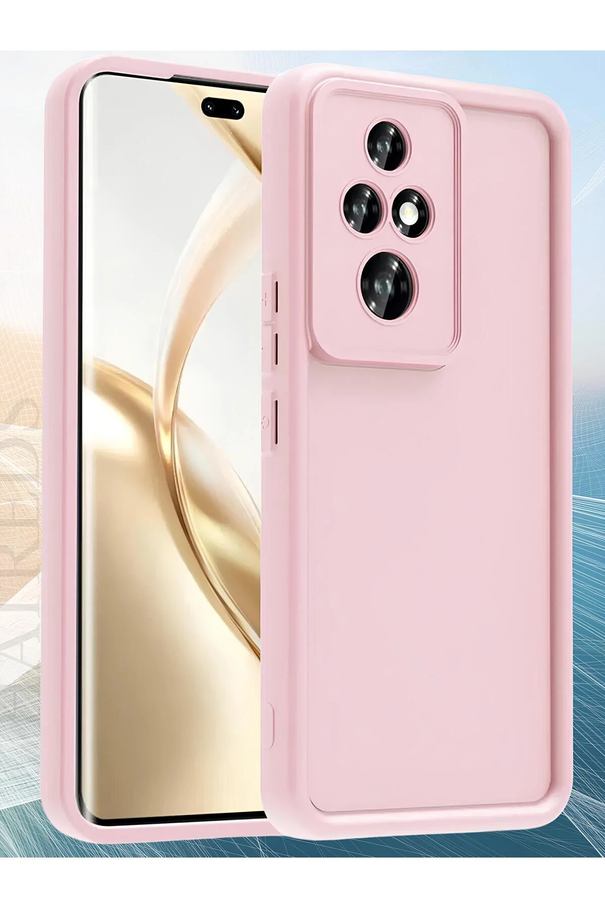 Honor 200 Pro Kılıf Kamera Korumalı Kenar Çıkıntılı Soft Renkli Silikon Kapak - Pembe