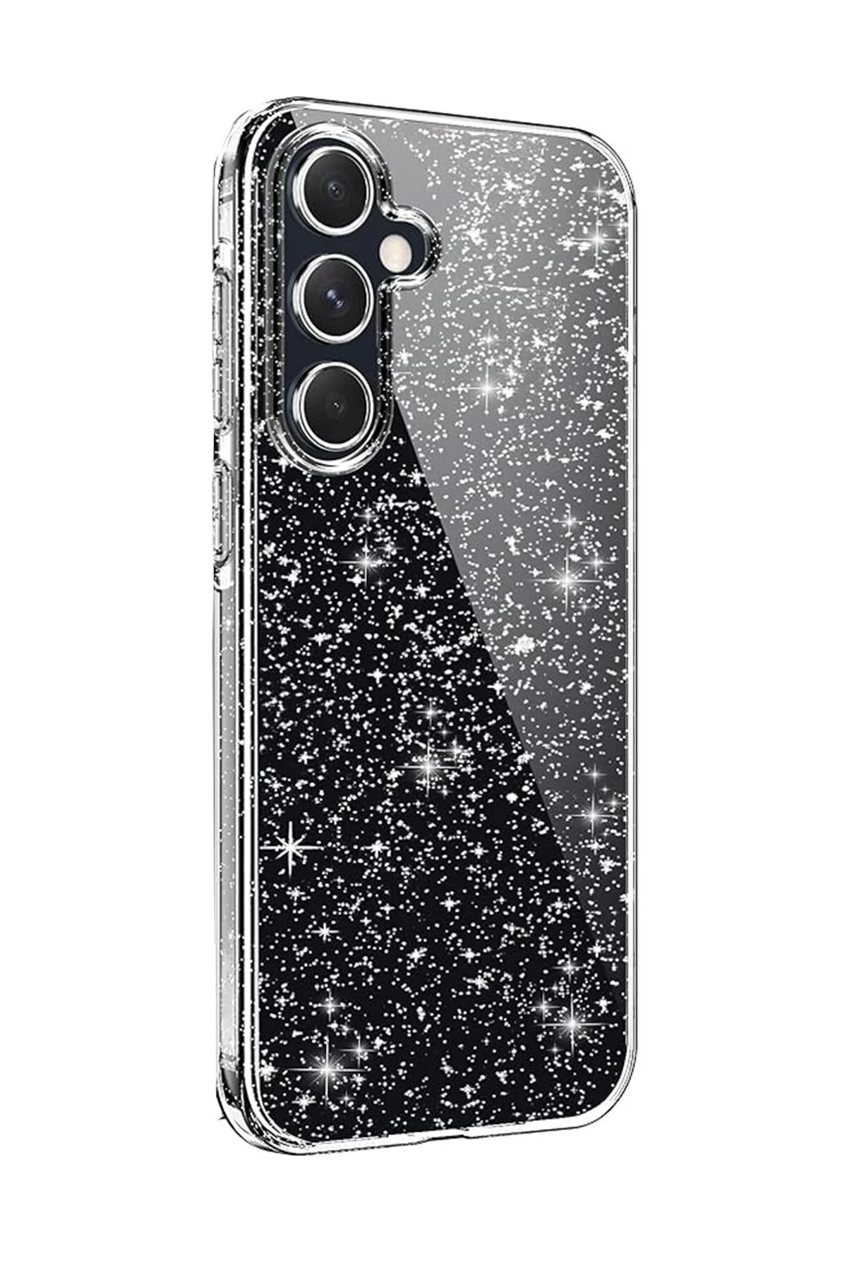 Samsung Galaxy A05S Uyumlu Renkli Transparan Parlayan Simli A+ Kalite Silikon Kapak - Şeffaf